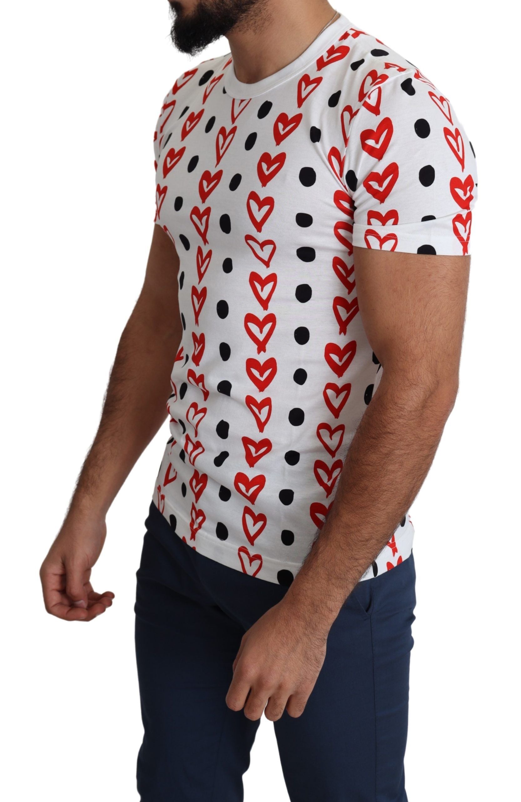 Tricou Dolce &amp; Gabbana Chic alb din bumbac cu imprimeu cu inimă