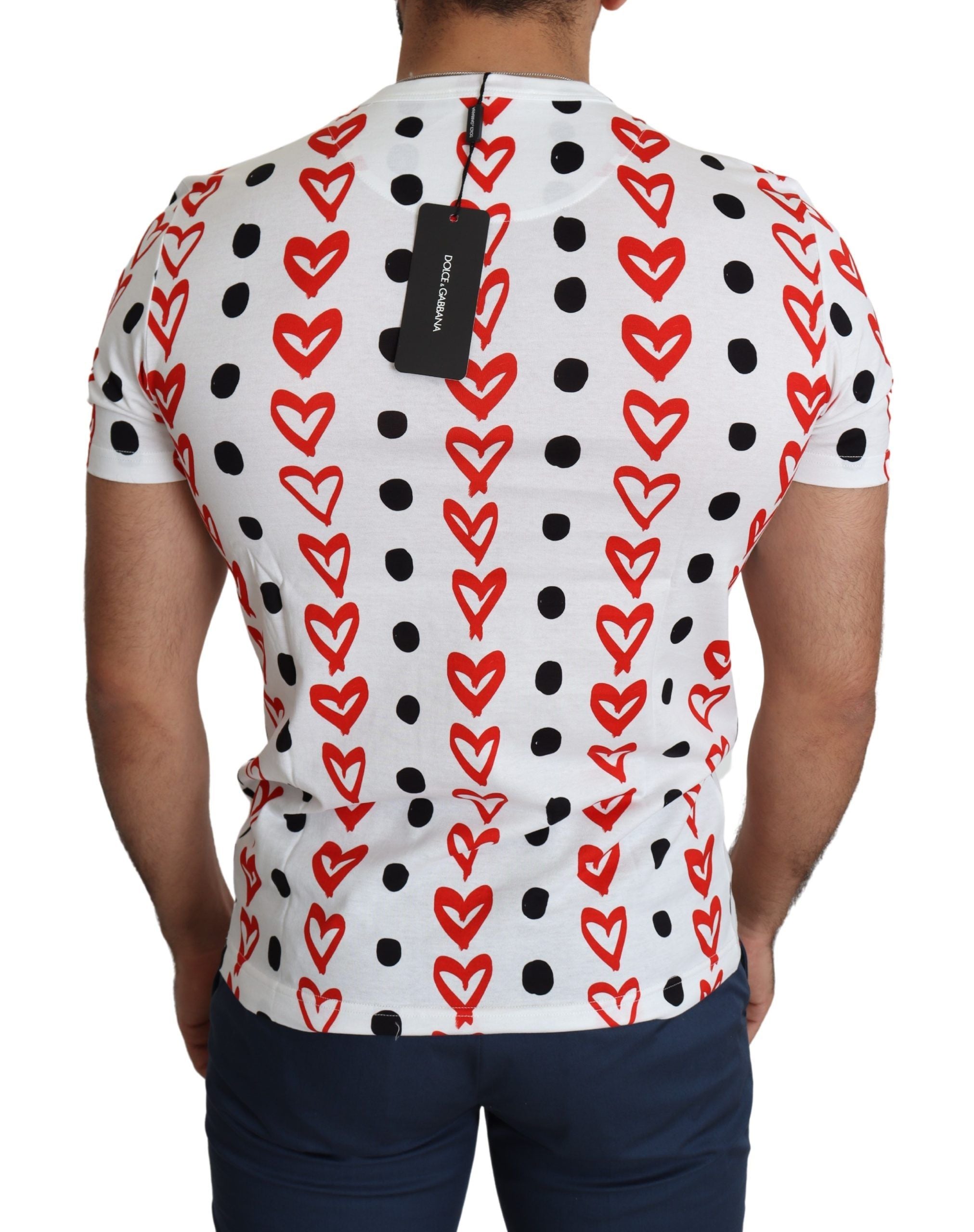 Tricou Dolce &amp; Gabbana Chic alb din bumbac cu imprimeu cu inimă