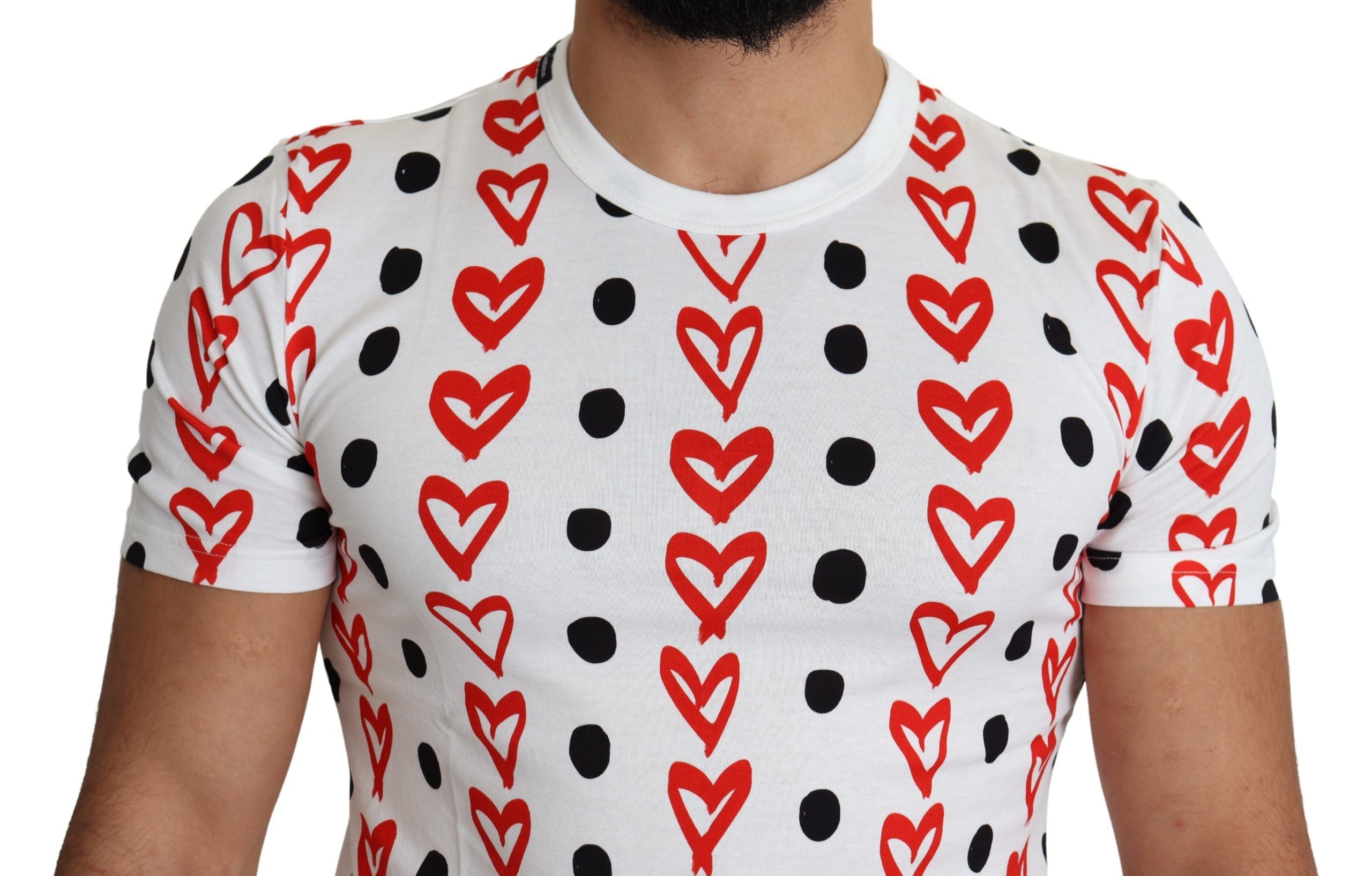 Tricou Dolce &amp; Gabbana Chic alb din bumbac cu imprimeu cu inimă