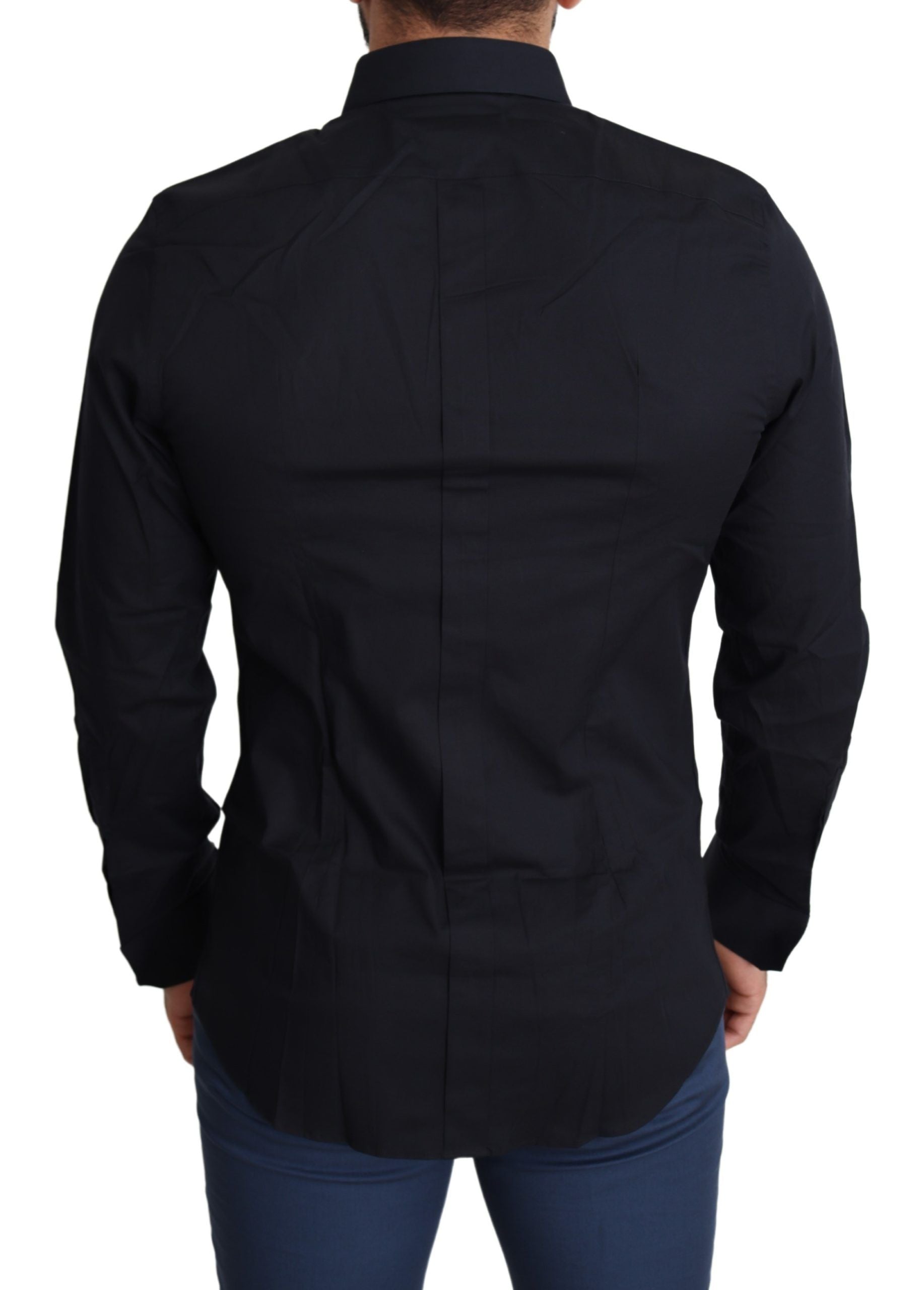 Dolce &amp; Gabbana – Elegantes, schwarzes Slim-Fit-Hemd aus Baumwollstretch