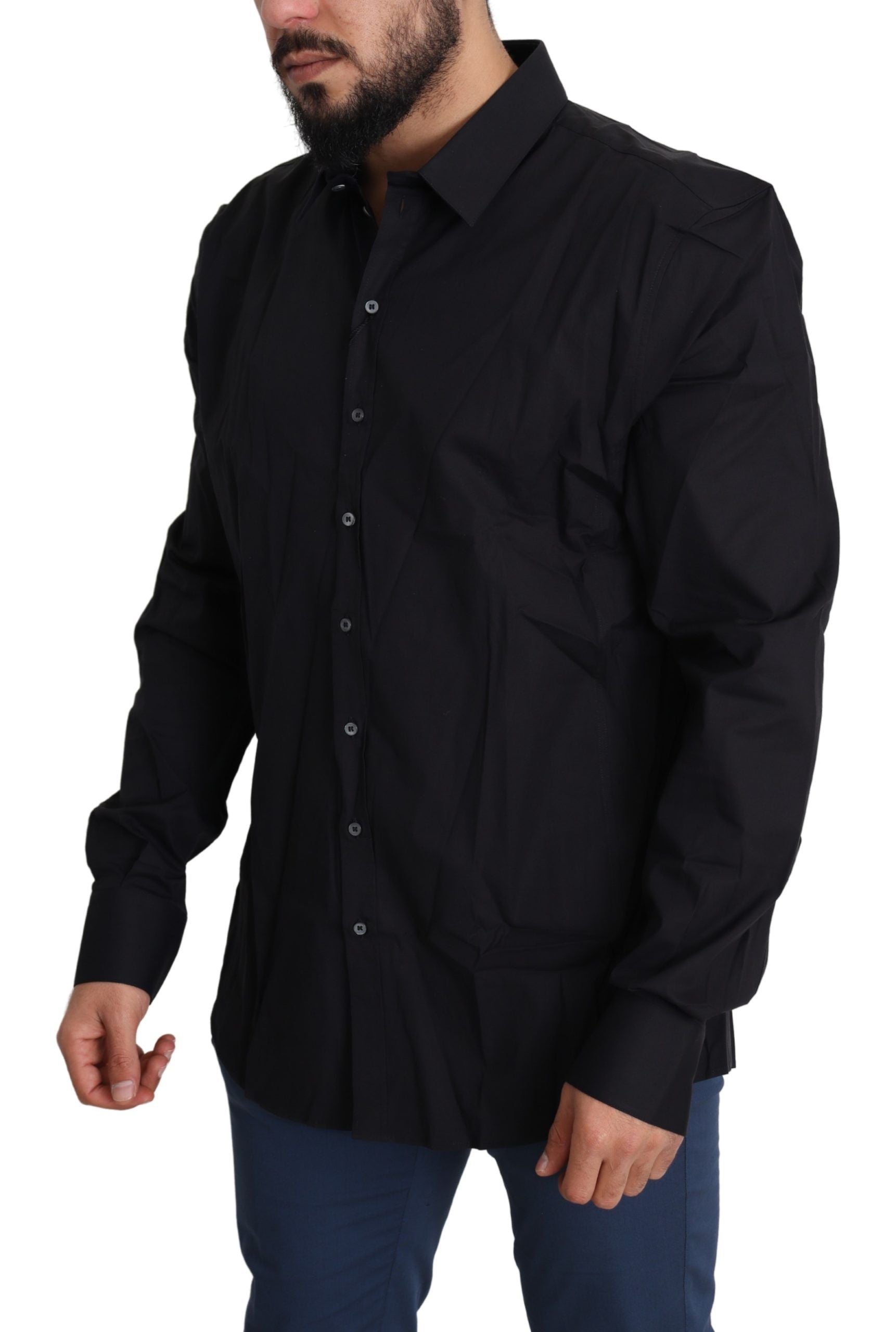 Dolce &amp; Gabbana Elegantes Slim Fit-Hemd in Schwarz