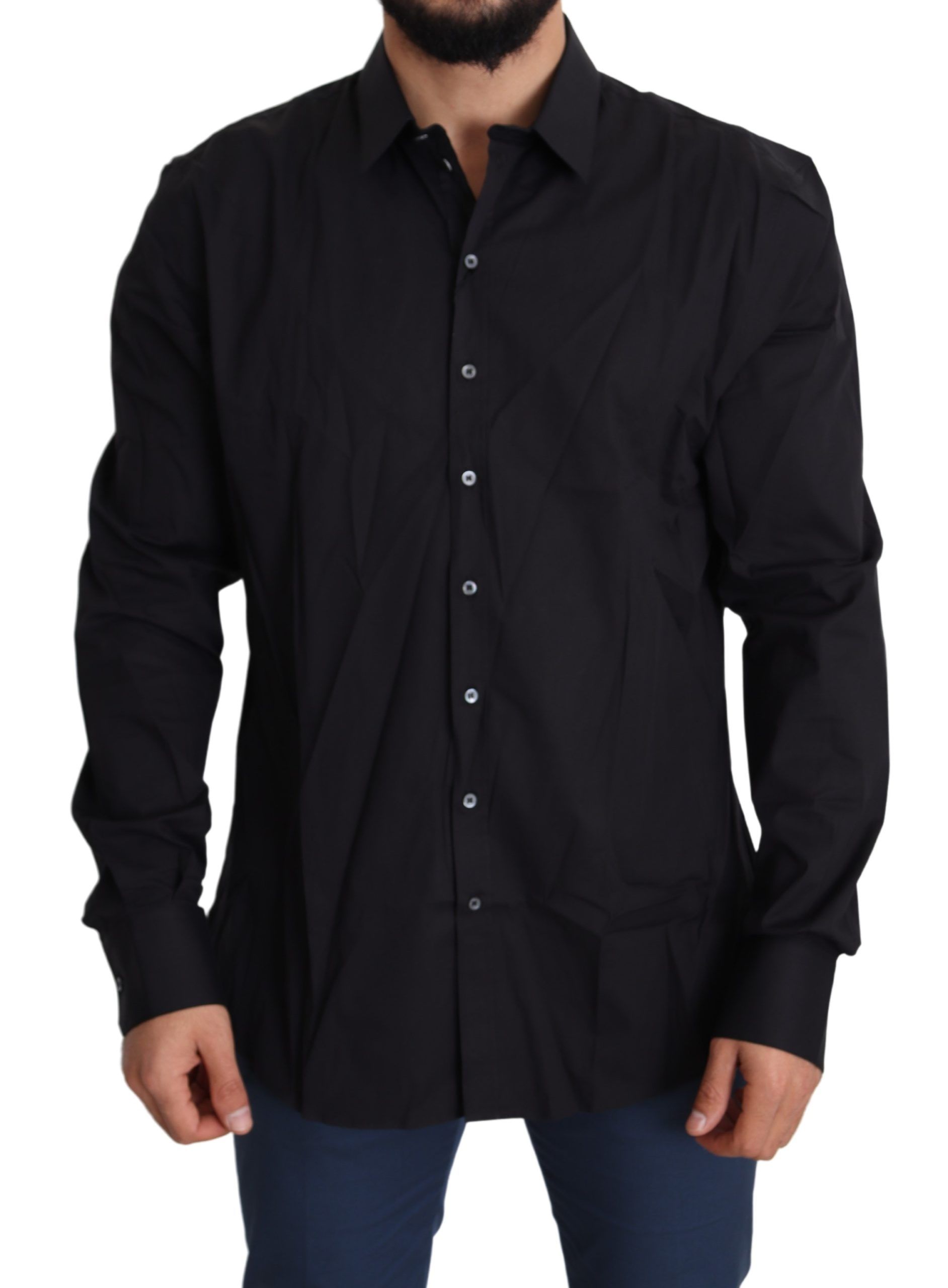 Dolce &amp; Gabbana Elegantes Slim Fit-Hemd in Schwarz