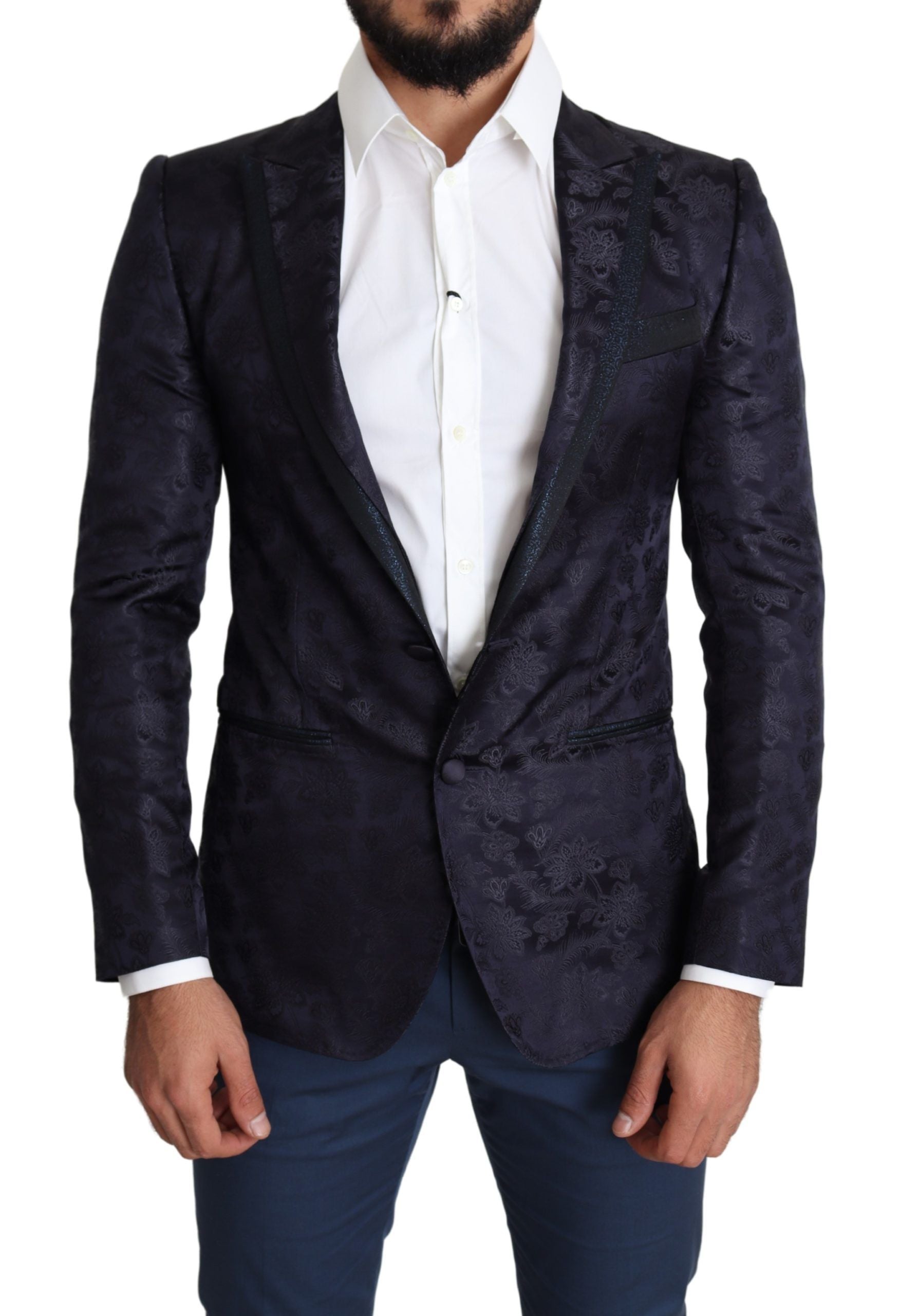 Dolce &amp; Gabbana – Eleganter Martini-Blazer aus Seidenmischung in Blau