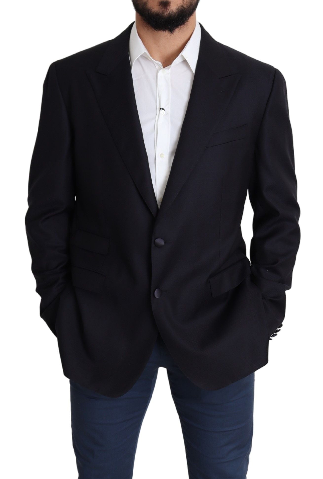 Dolce &amp; Gabbana Eleganter schwarzer Herrenblazer aus Schurwolle