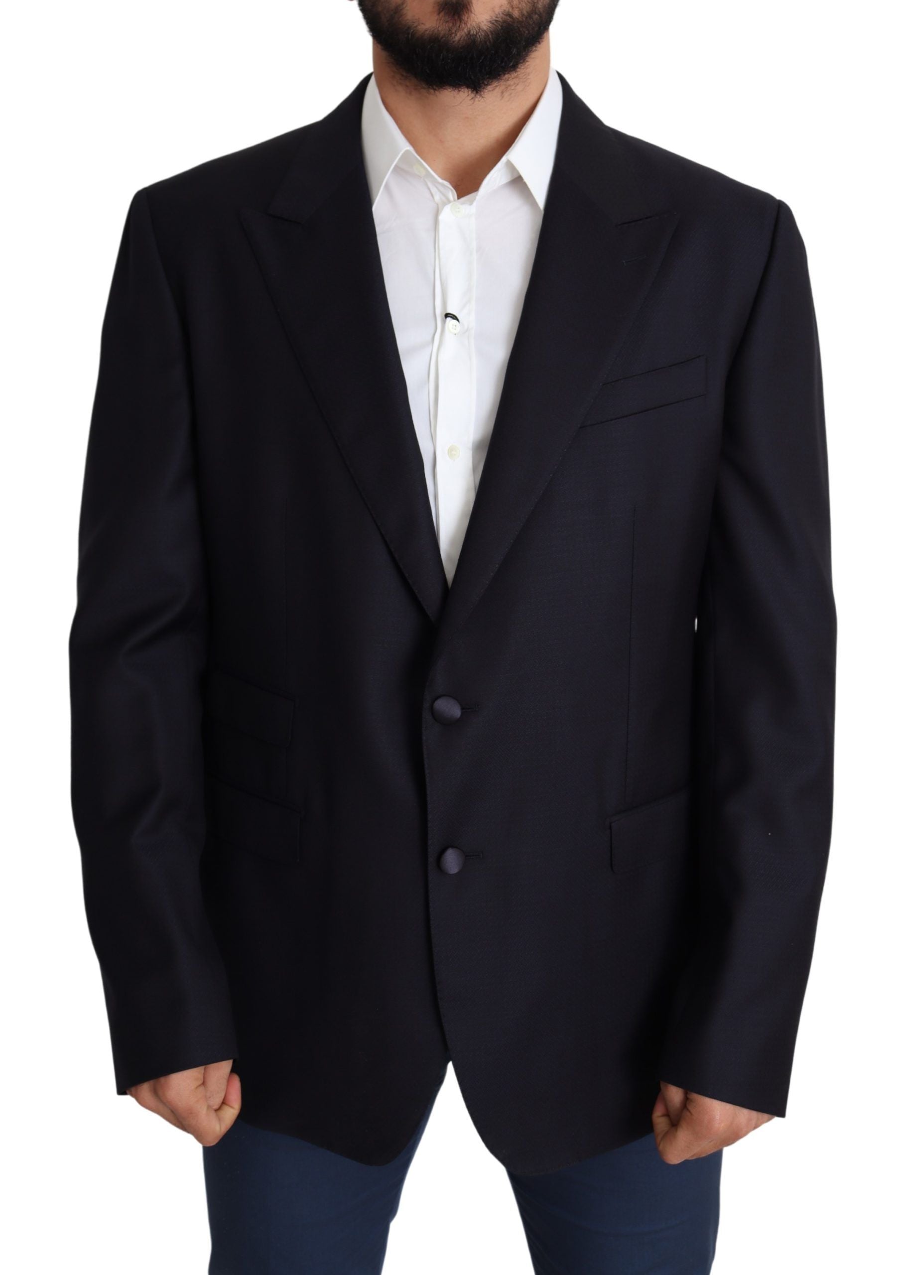 Dolce &amp; Gabbana Eleganter schwarzer Herrenblazer aus Schurwolle