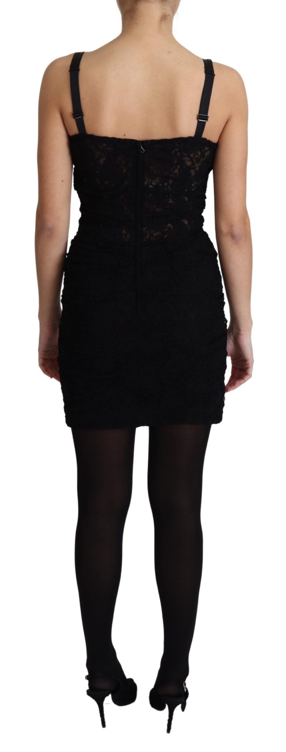 Dolce &amp; Gabbana Elegantes schwarzes Bustier-Minikleid aus Spitze