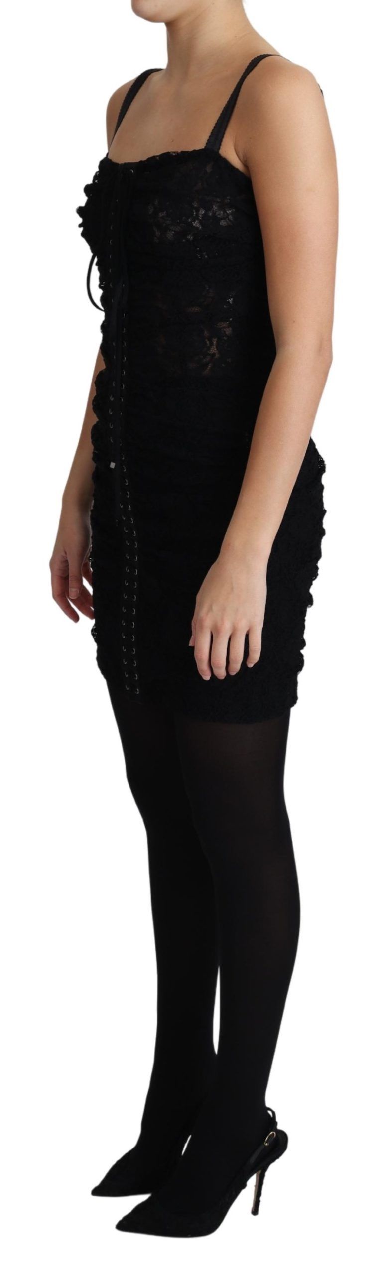 Dolce &amp; Gabbana Elegantes schwarzes Bustier-Minikleid aus Spitze