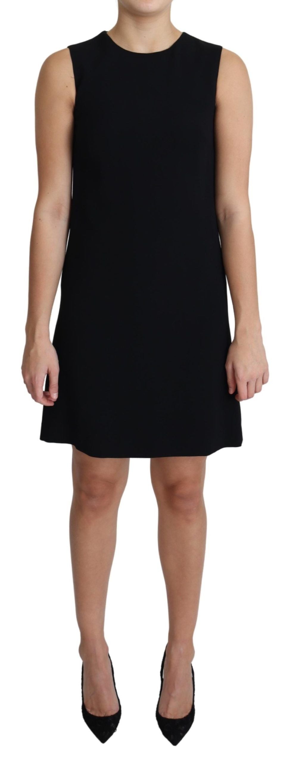 Dolce &amp; Gabbana Elegantes ärmelloses schwarzes A-Linien-Minikleid