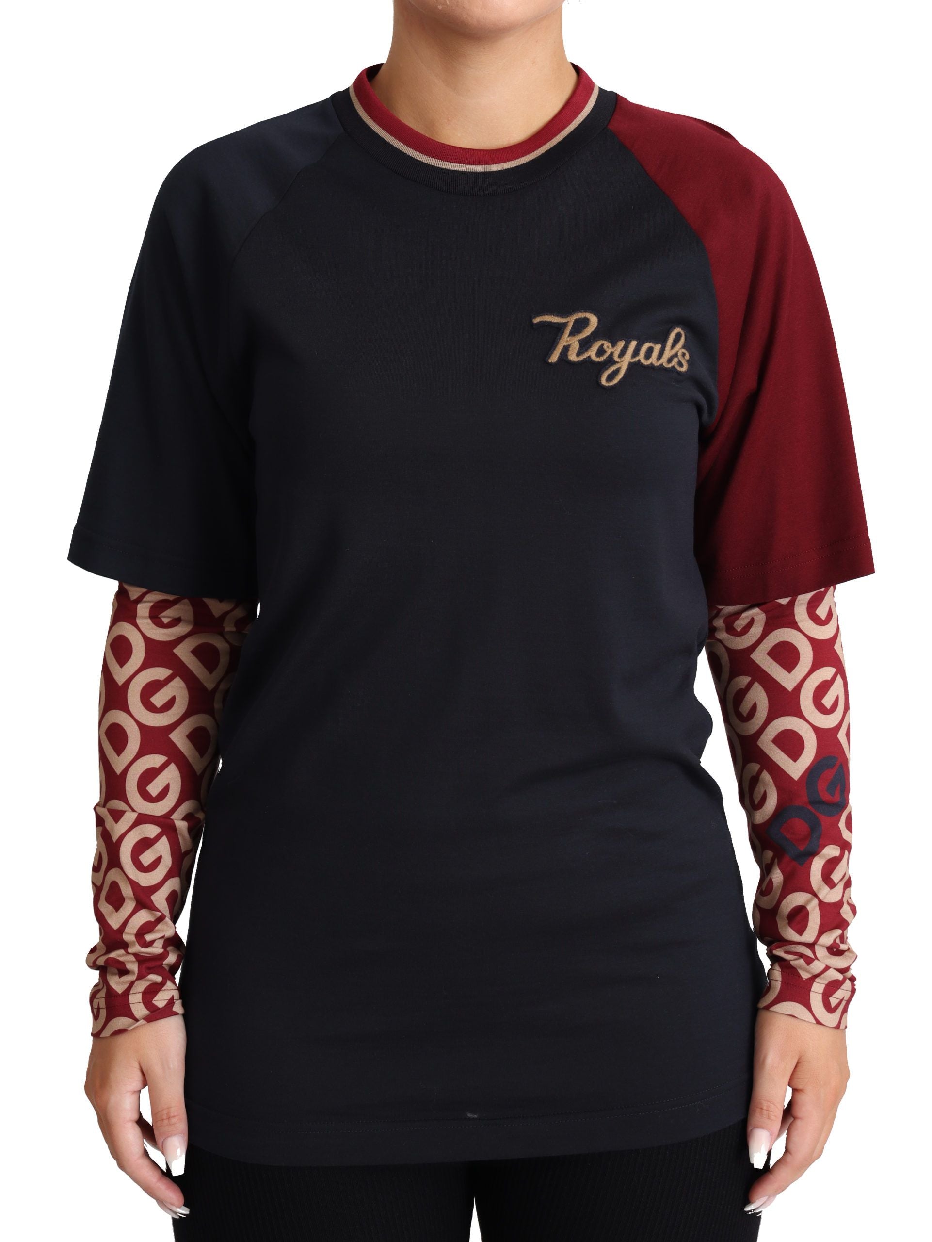 Dolce &amp; Gabbana Mehrfarbiger Royals-Pullover aus Baumwolle mit Rundhalsausschnitt