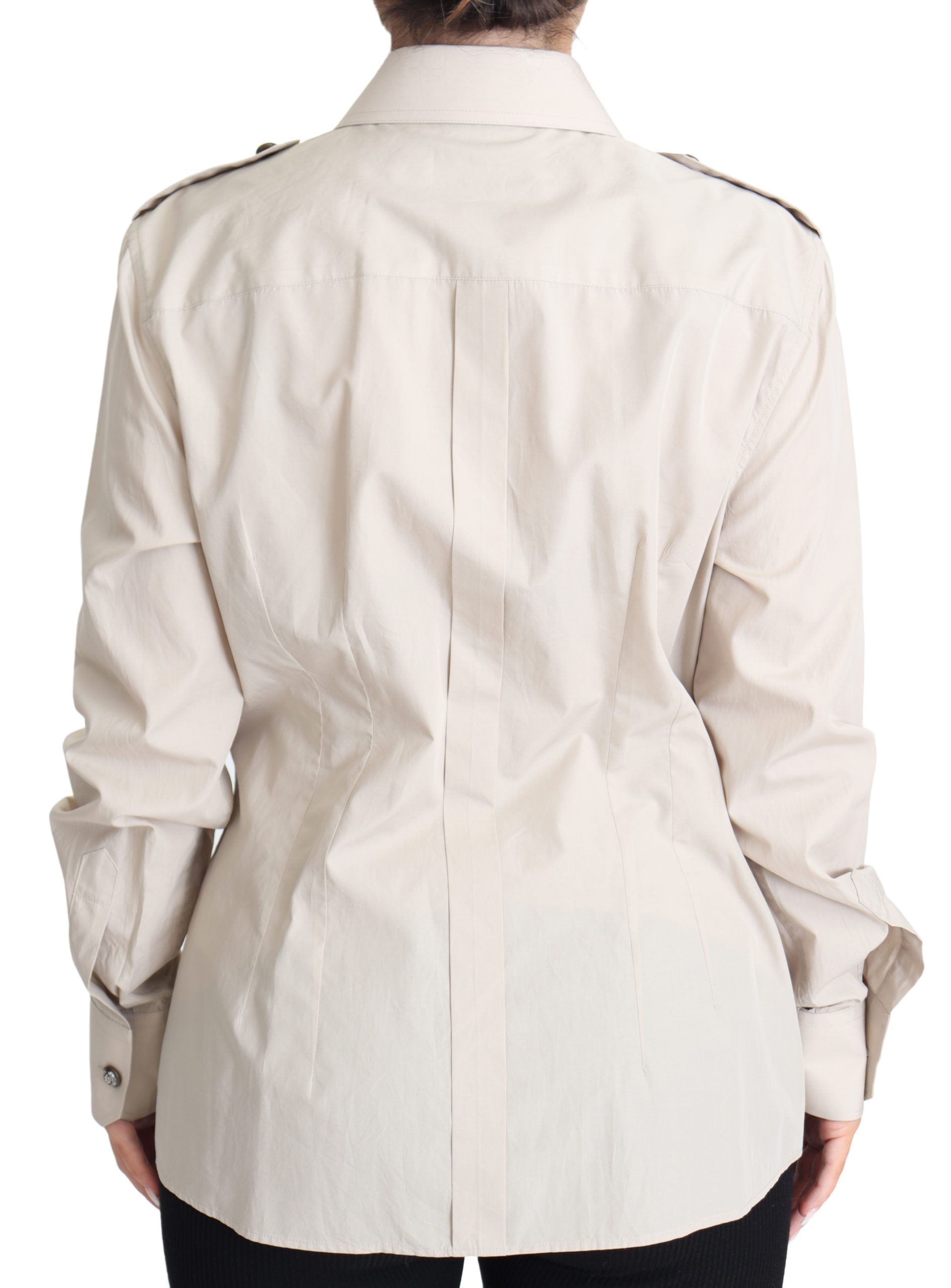 Dolce &amp; Gabbana Elegantes beiges Safarihemd aus Baumwolle