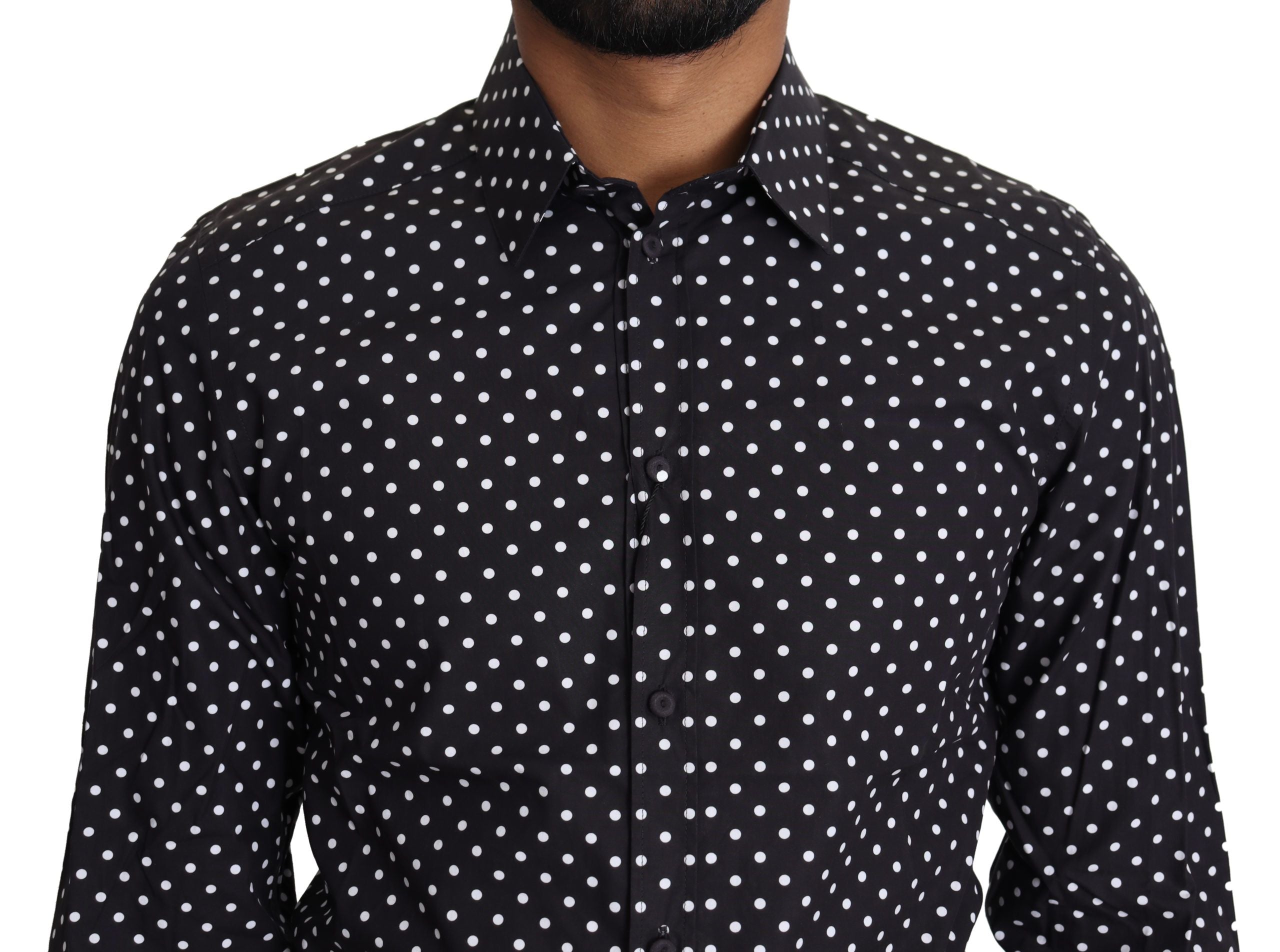 Dolce &amp; Gabbana Elegantes Langarmhemd für Herren mit Punkten