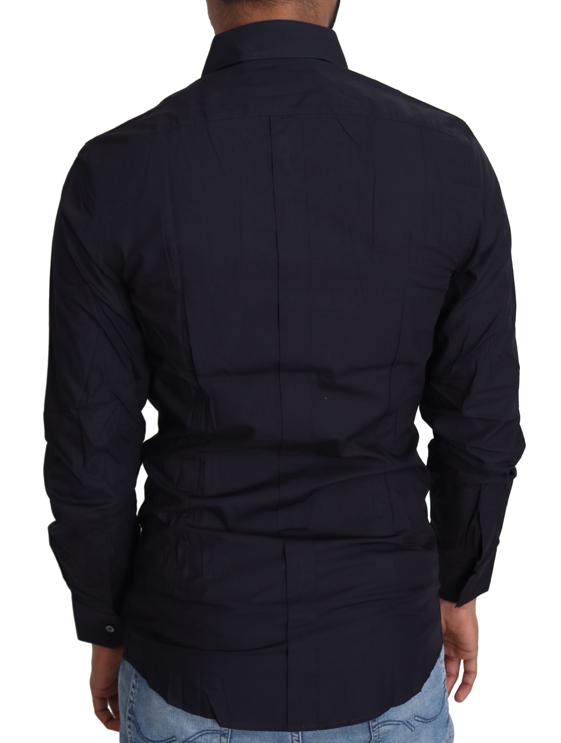 Dolce &amp; Gabbana Marineblaues Slim Fit-Hemd der Gold Series