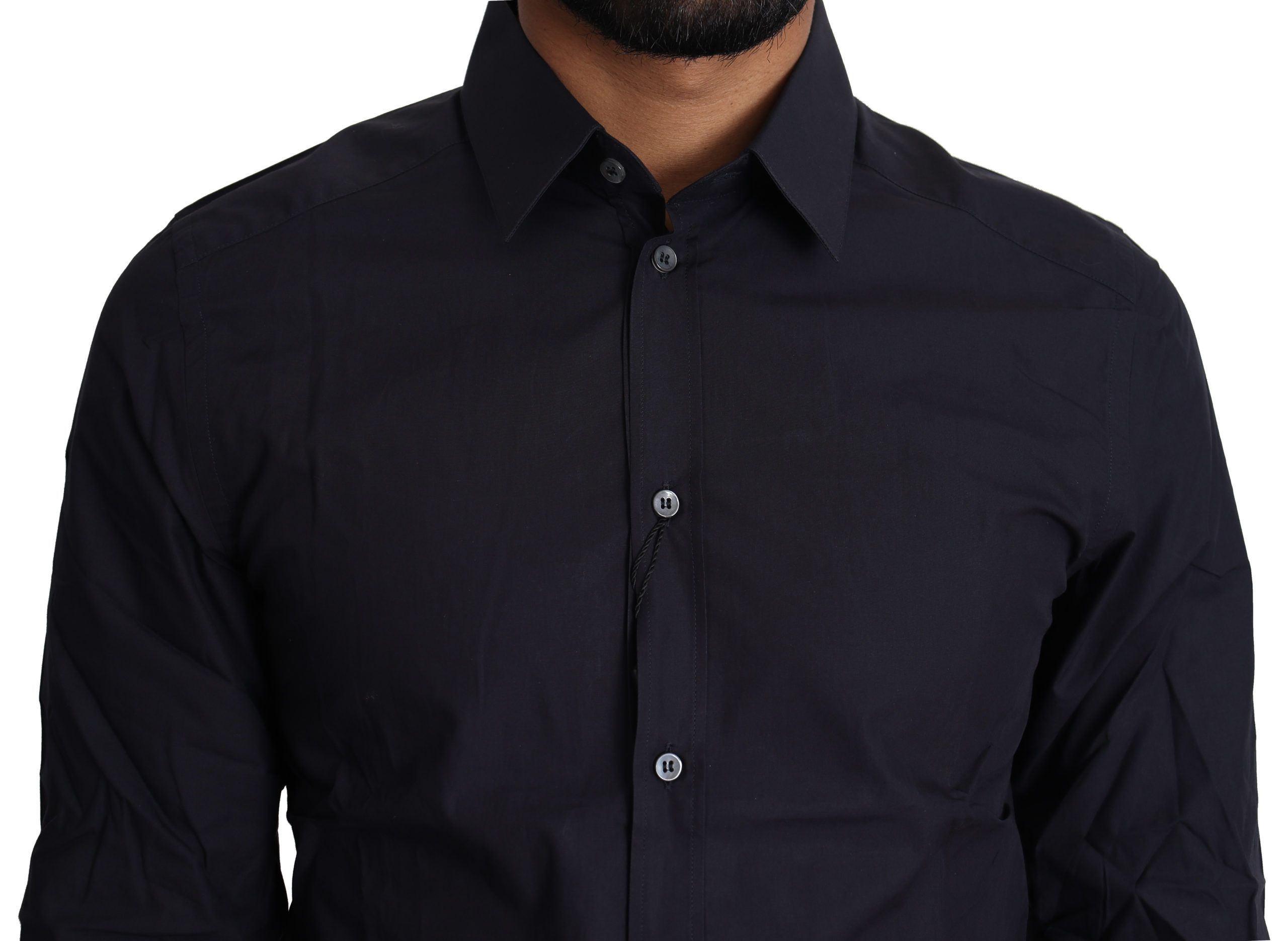 Dolce &amp; Gabbana Marineblaues Slim Fit-Hemd der Gold Series
