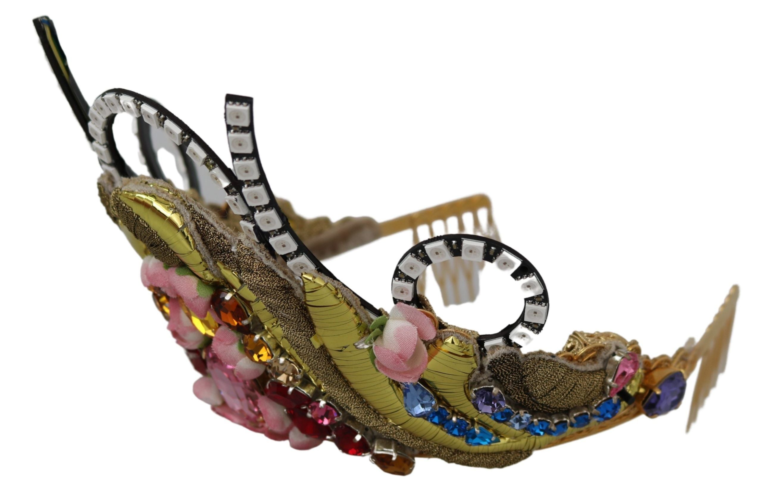 Dolce &amp; Gabbana Tiara cu diademă de cristal superbă - Auriu Multicolor
