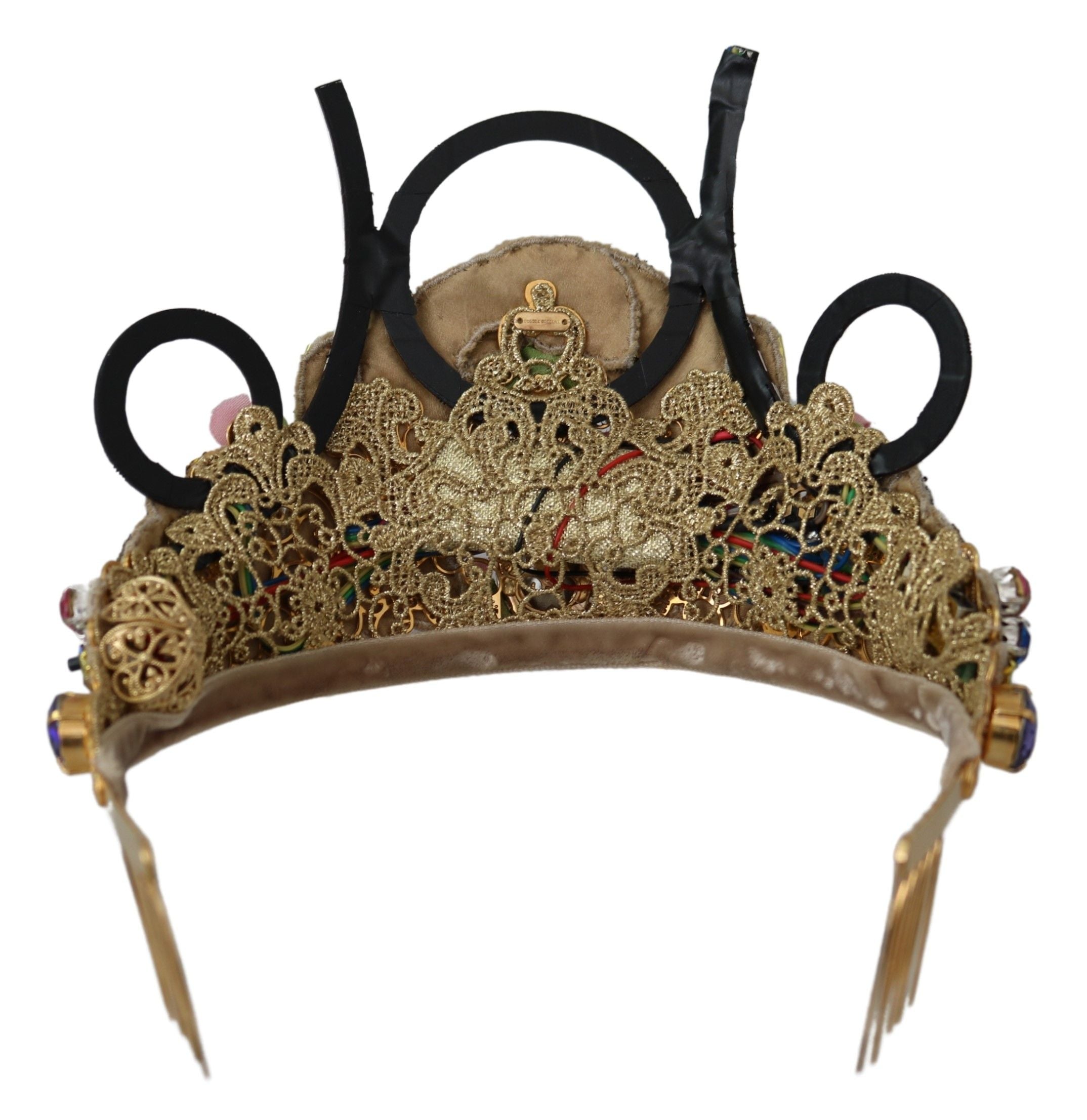 Dolce &amp; Gabbana Tiara cu diademă de cristal superbă - Auriu Multicolor