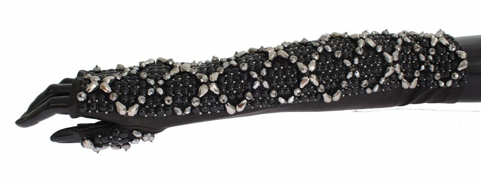 Mănuși elegante din piele cu mărgele de cristal Dolce &amp; Gabbana