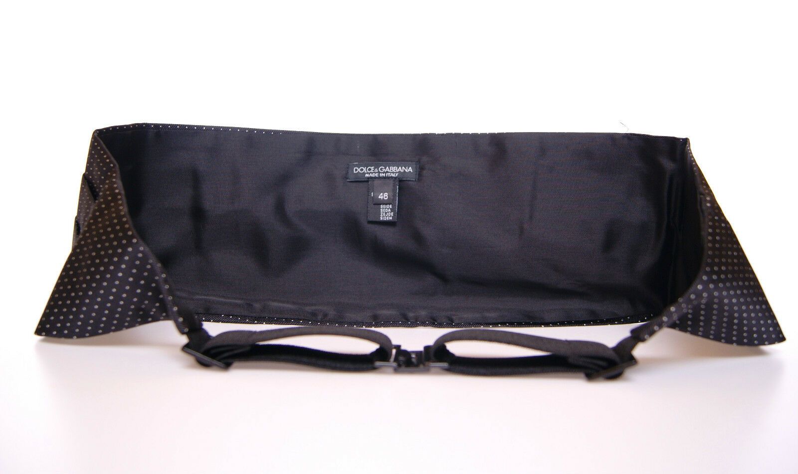 Dolce &amp; Gabbana Eleganter schwarzer Seidenkummerbund mit Polka Dots