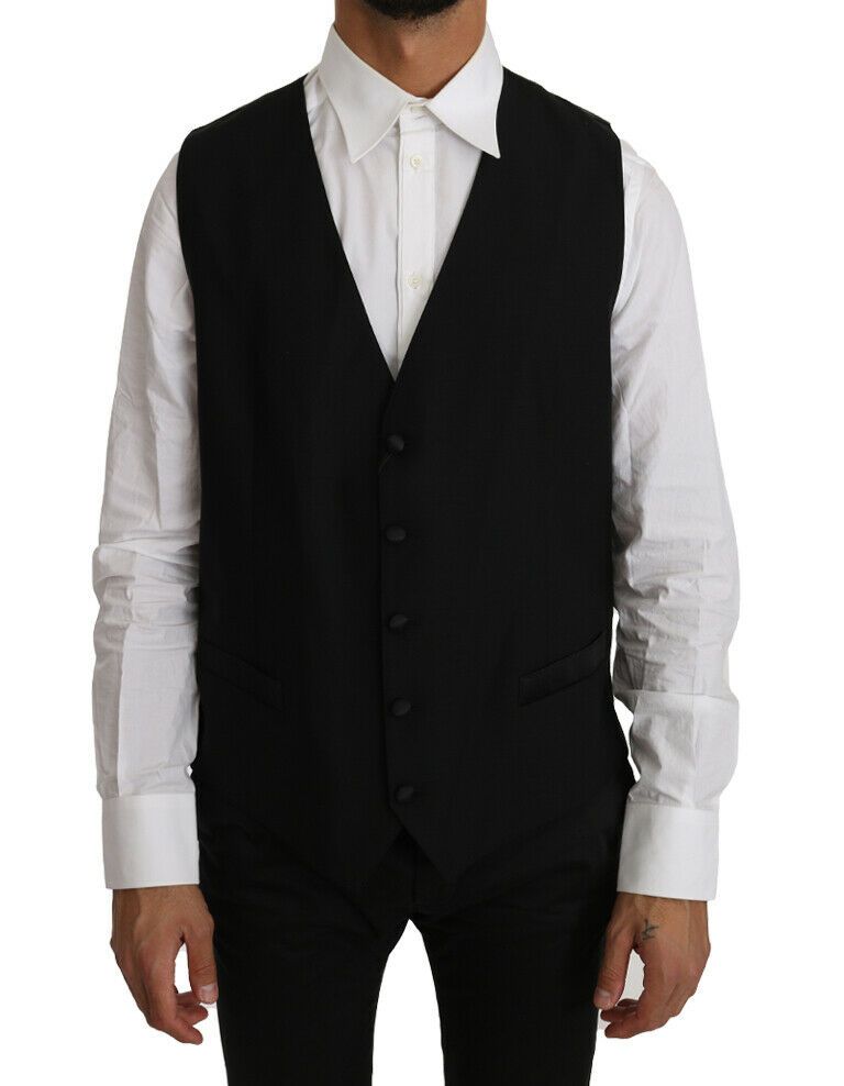 Vestă elegantă neagră din amestec de lână Dolce &amp; Gabbana