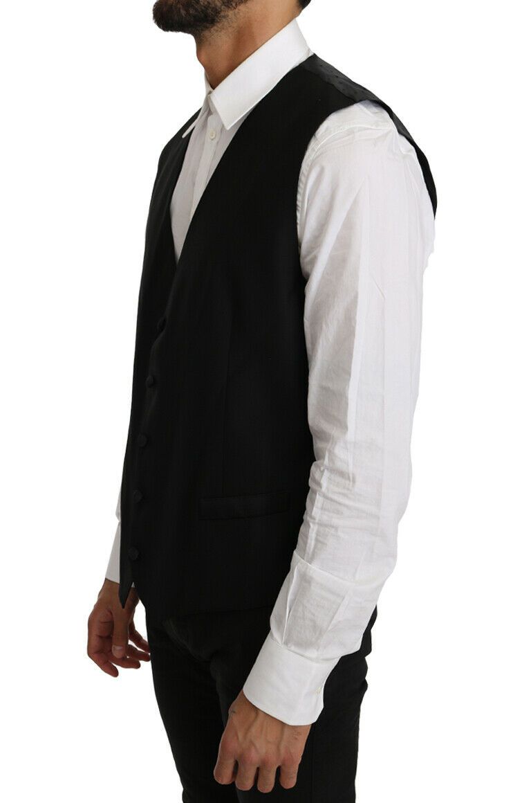 Vestă elegantă neagră din amestec de lână Dolce &amp; Gabbana
