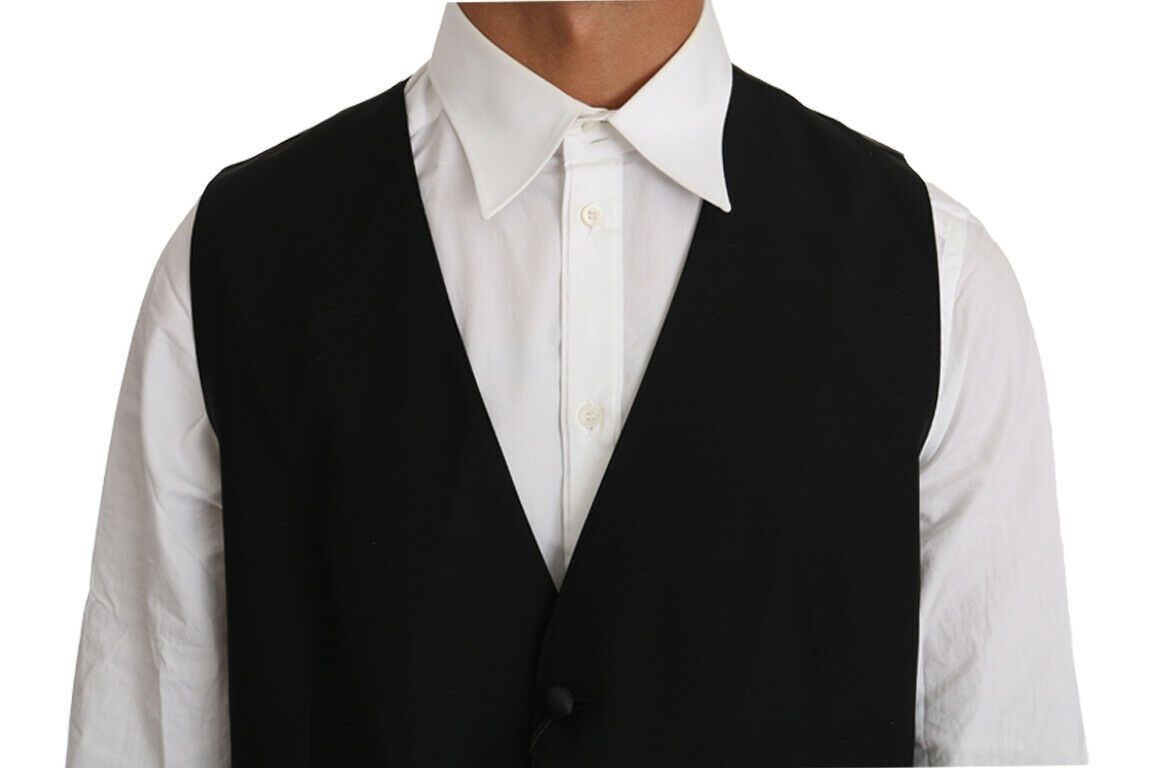 Vestă elegantă neagră din amestec de lână Dolce &amp; Gabbana