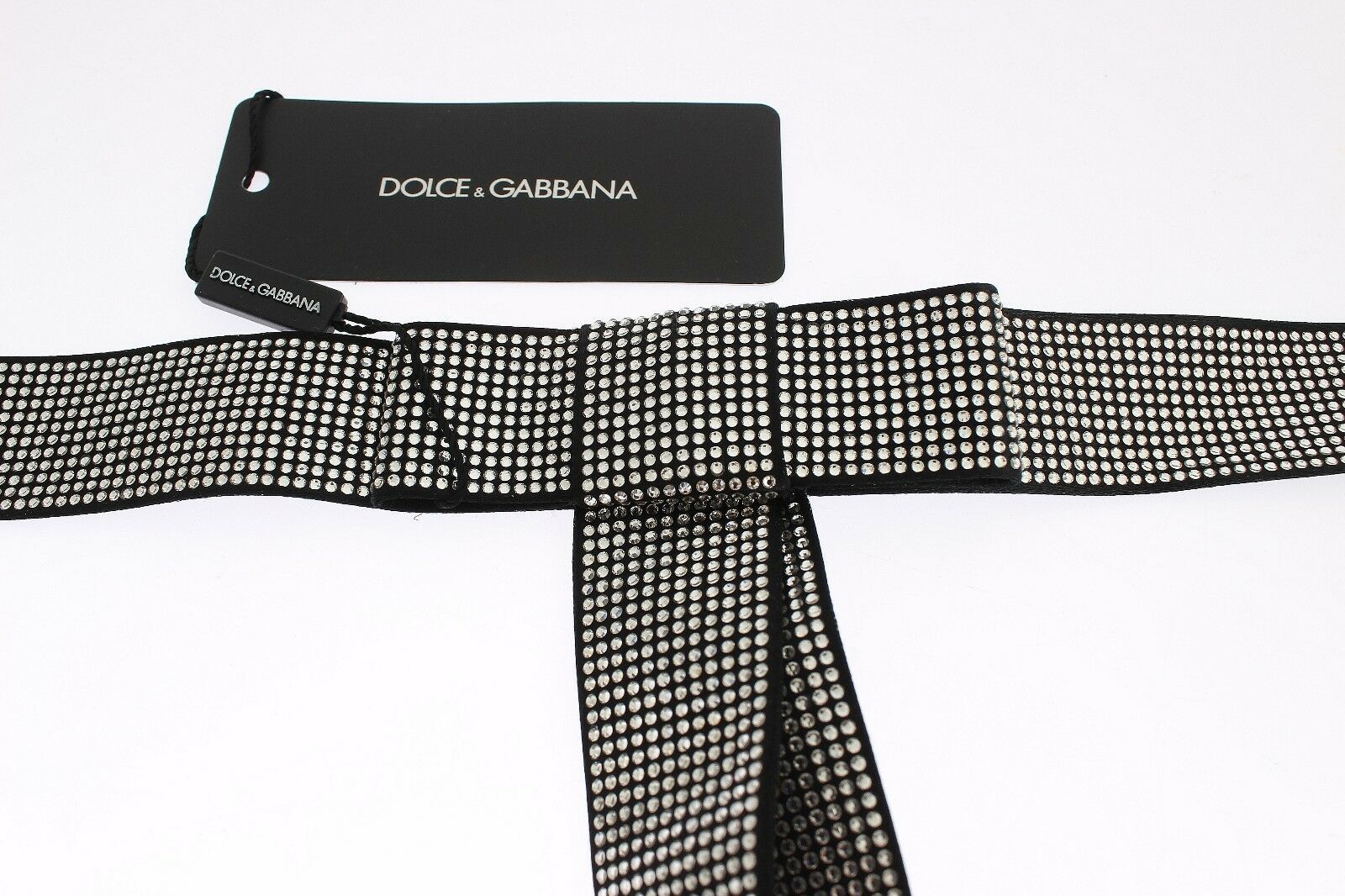 Curea Dolce &amp; Gabbana Elegance din mătase neagră cu fundă de cristal