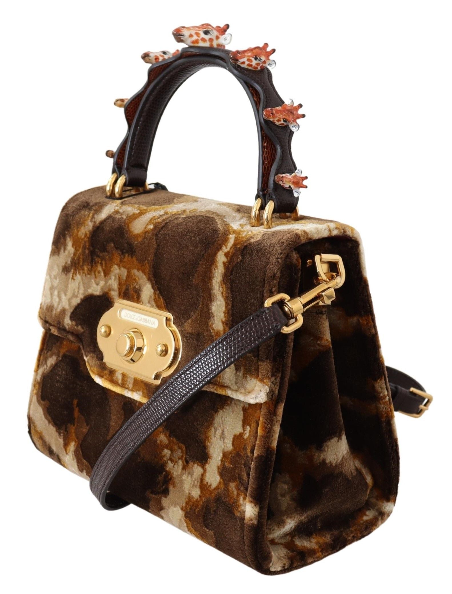 Dolce &amp; Gabbana – Elegante Willkommenstasche mit Giraffenmuster und goldenen Akzenten