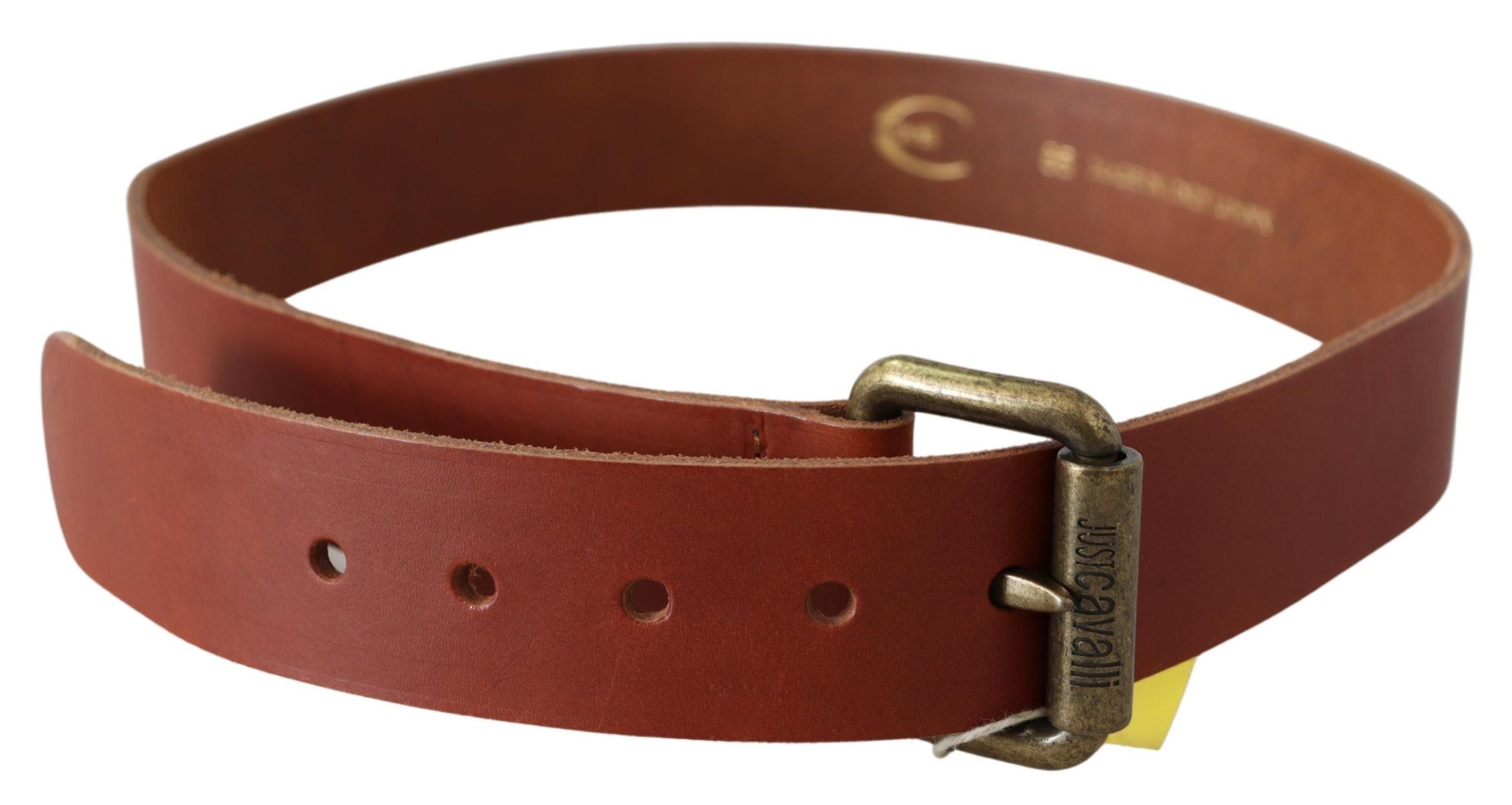Curea din piele maro elegantă cu logo Just Cavalli