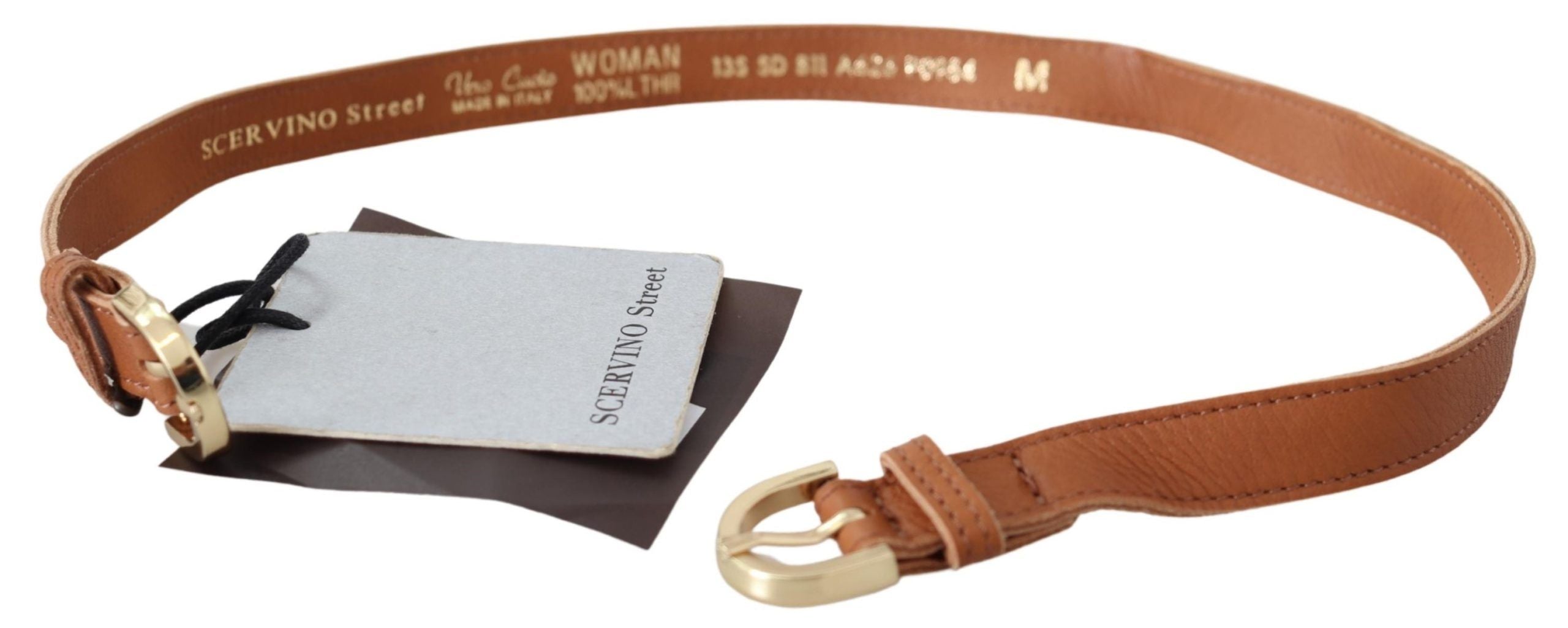Scervino Street Eleganter brauner Ledergürtel mit Doppelschnalle