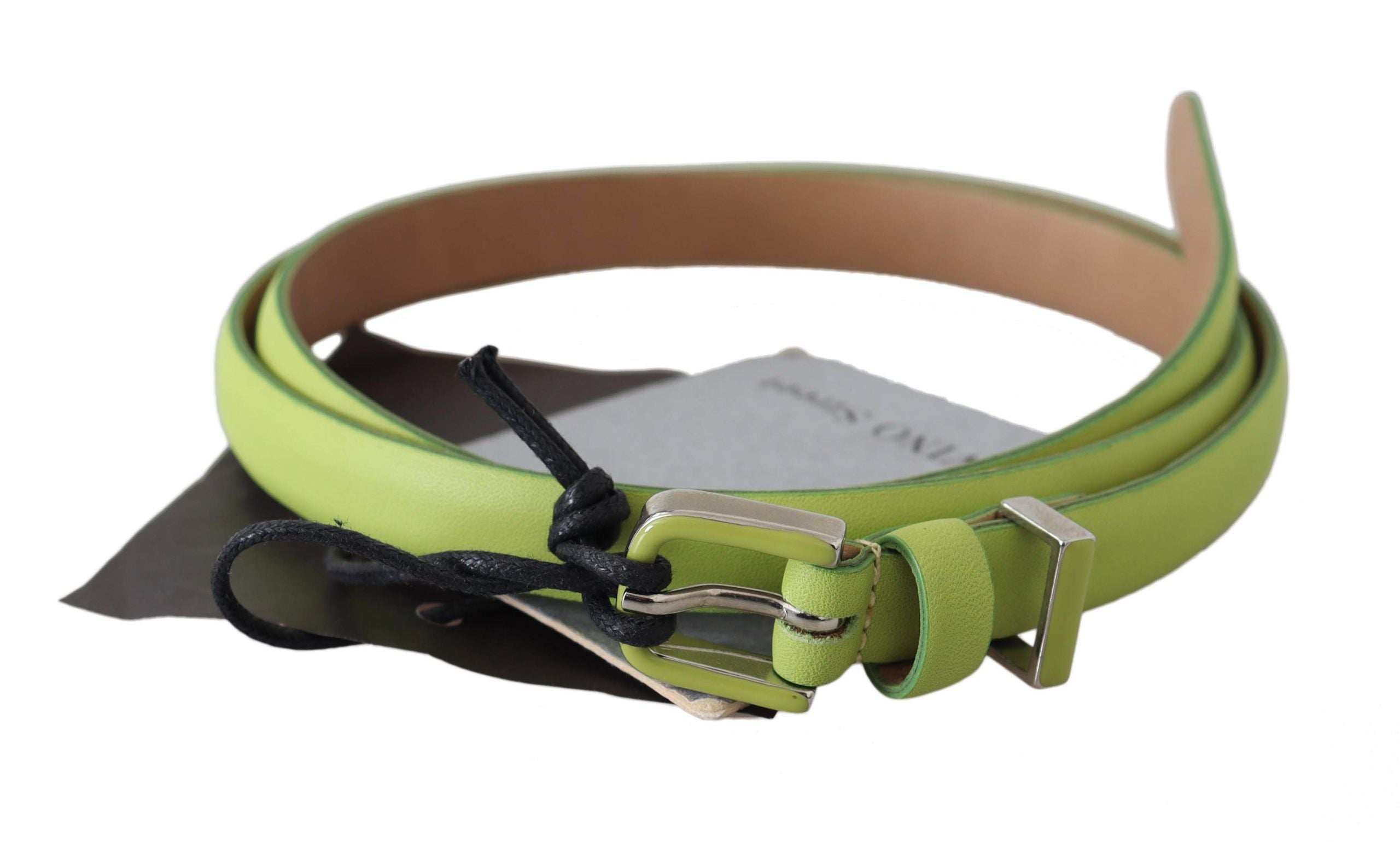 Scervino Street – Klassischer grüner Ledergürtel mit silberfarbener Hardware