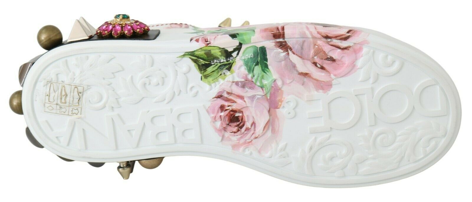 Dolce &amp; Gabbana – Sneakers aus Leder mit Blumen- und Kristallverzierung