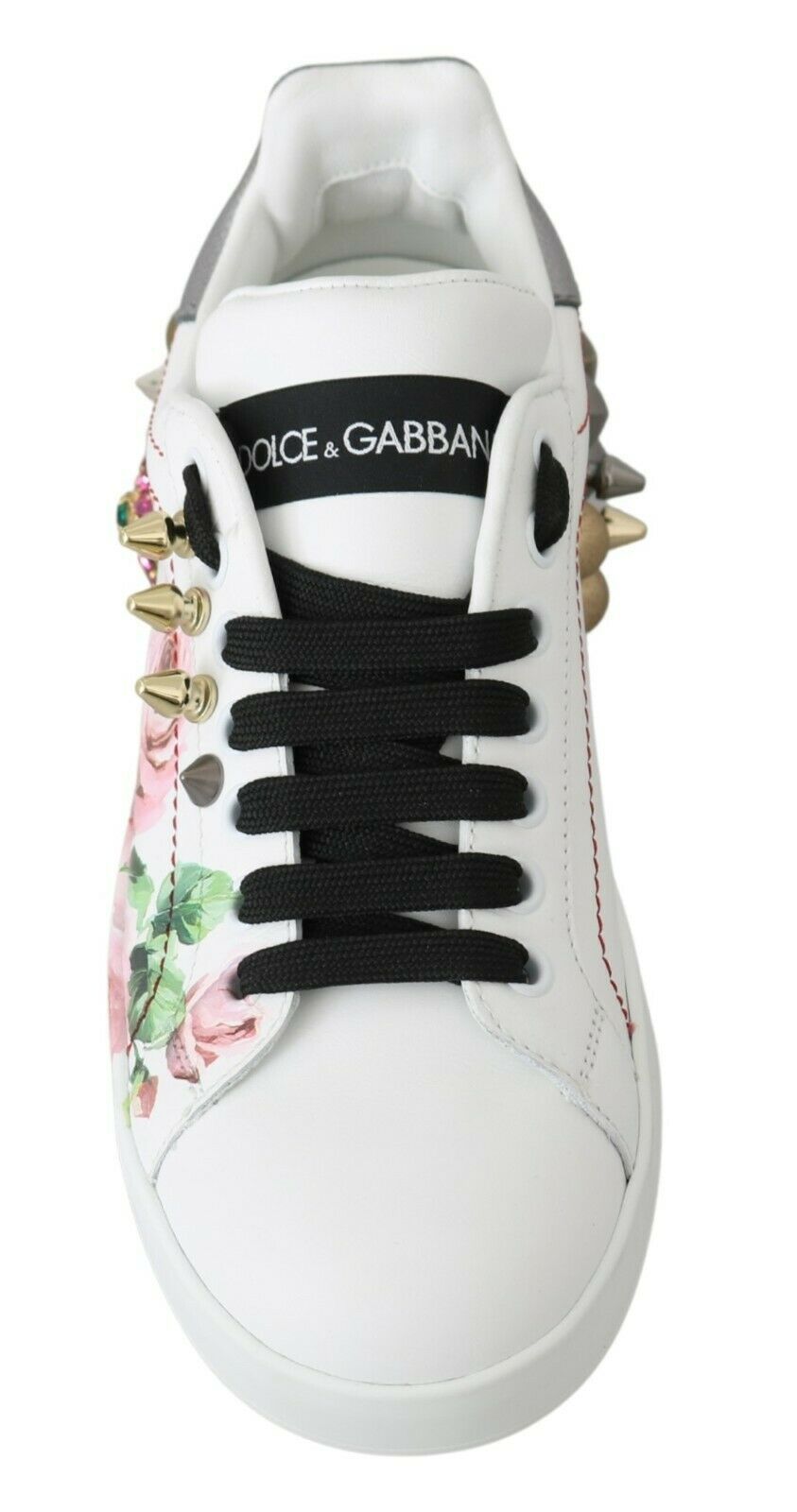 Dolce &amp; Gabbana – Sneakers aus Leder mit Blumen- und Kristallverzierung