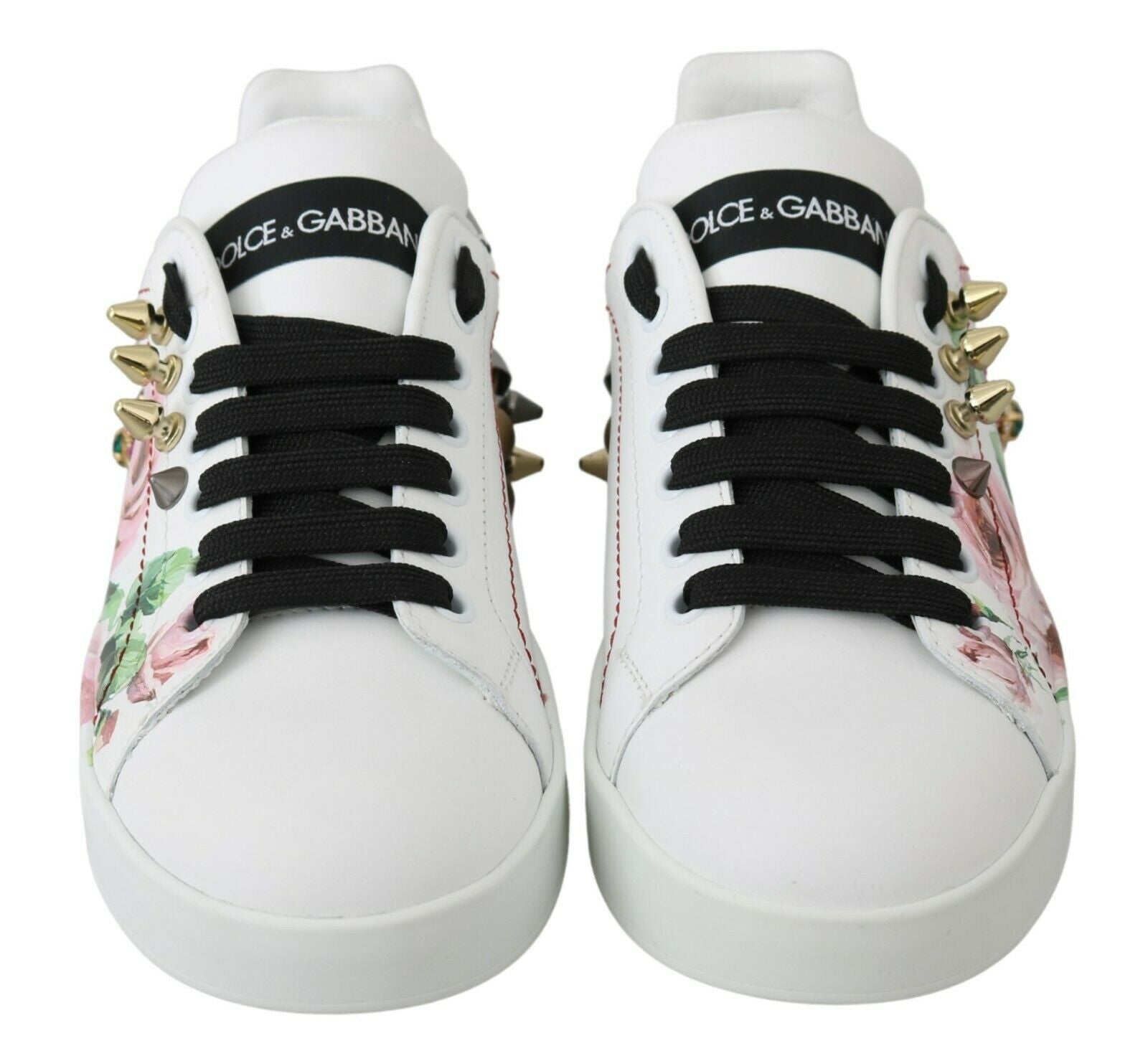 Dolce &amp; Gabbana – Sneakers aus Leder mit Blumen- und Kristallverzierung