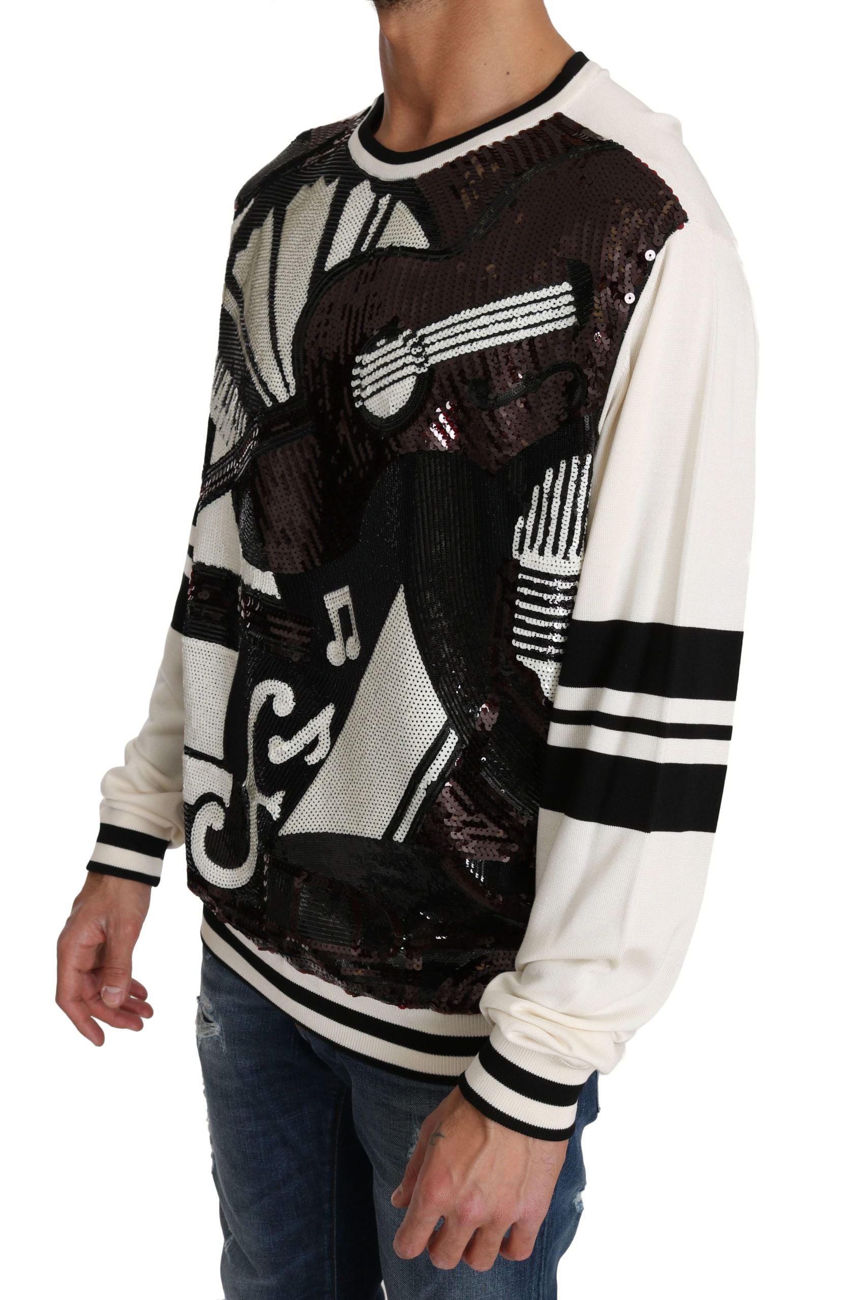 Pulover de mătase cu paiete Dolce &amp; Gabbana New York Jazz