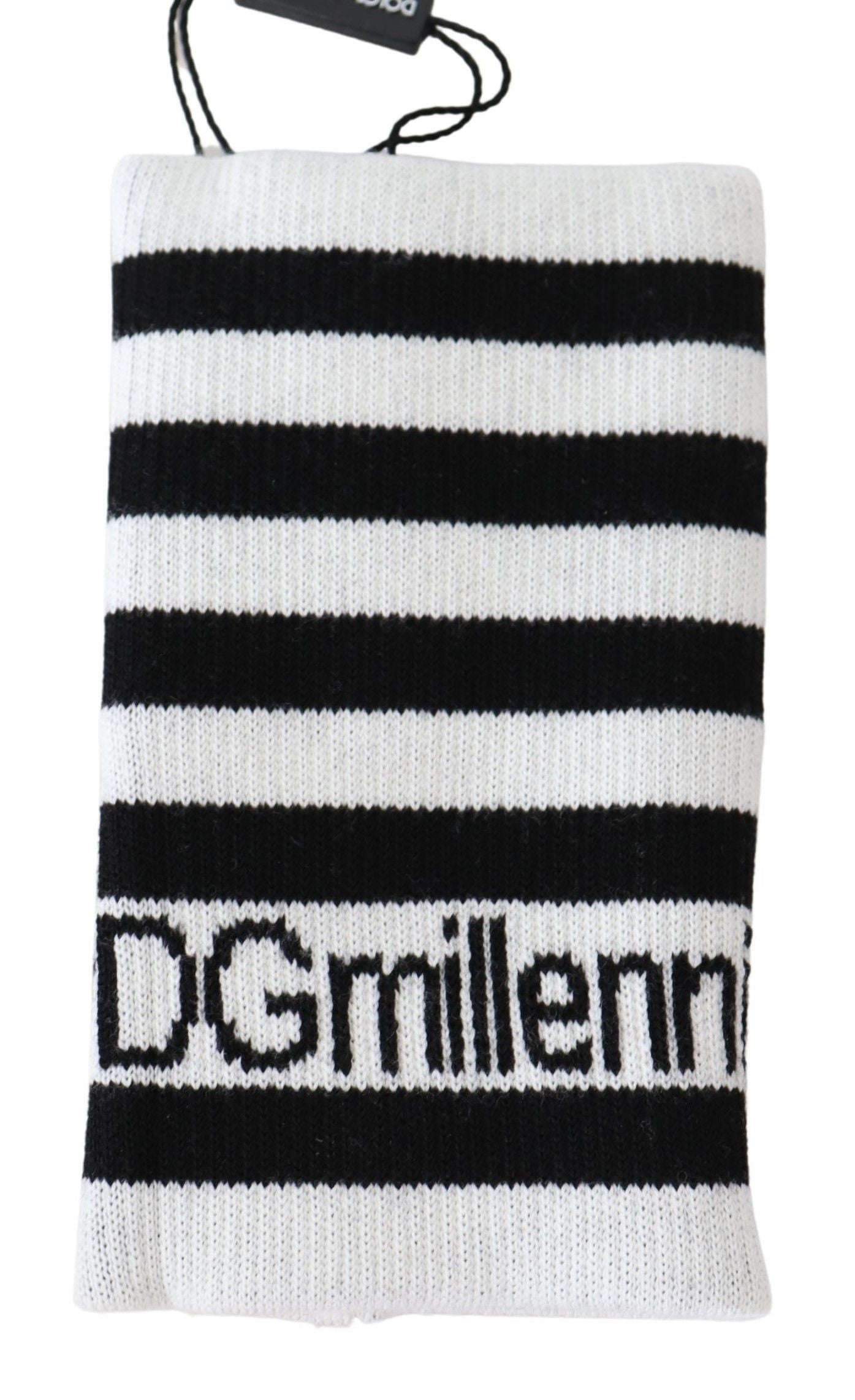 Dolce &amp; Gabbana - Eșarfă elegantă pentru încheietura mâinii, din amestec de lână, alb-negru
