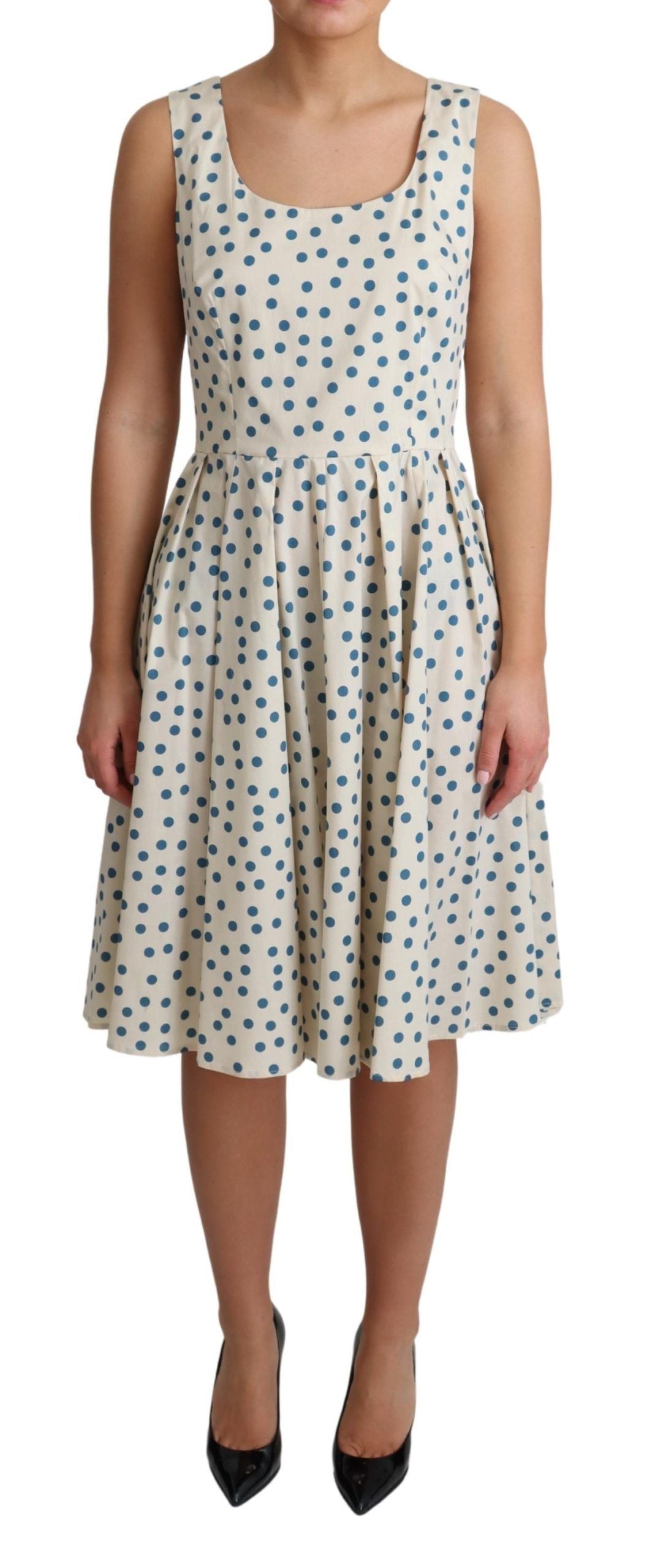 Rochie elegantă fără mâneci, cu buline, Dolce &amp; Gabbana, bej