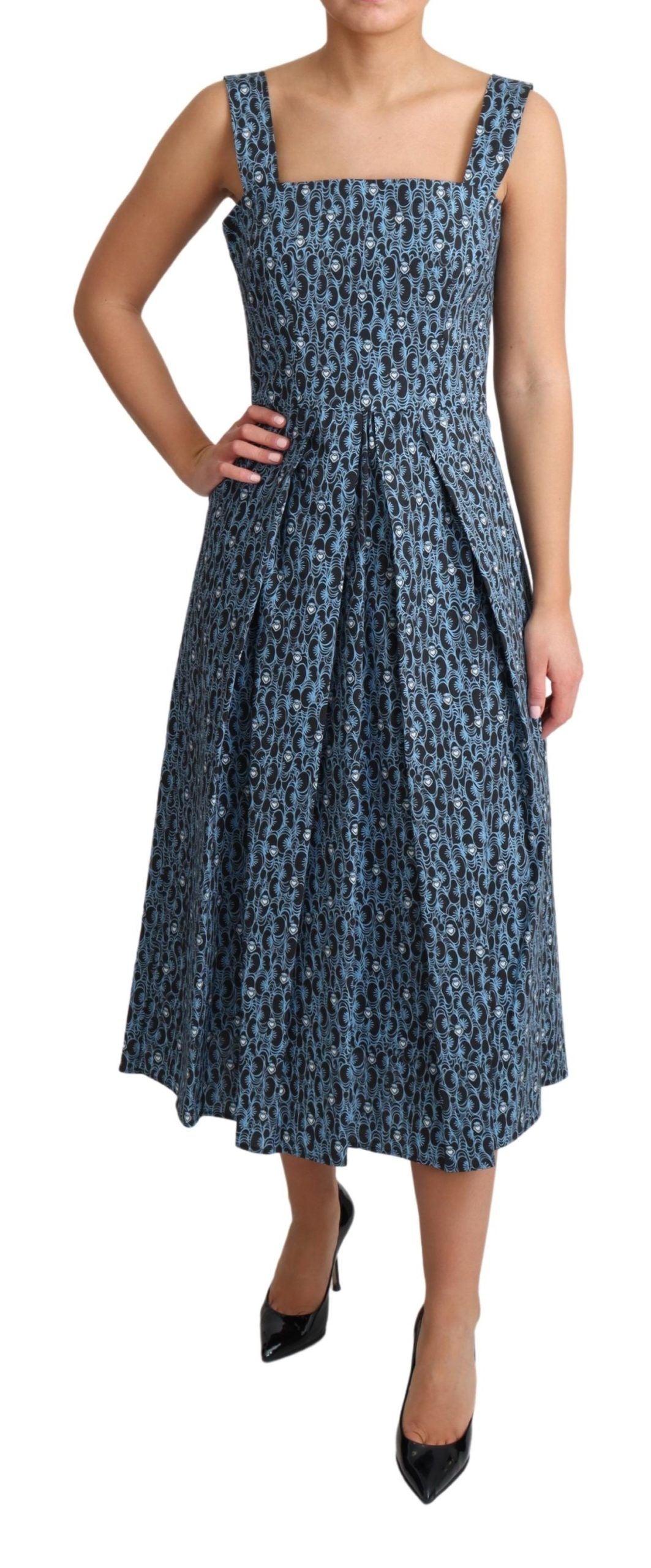 Rochie elegantă fără mâneci Dolce &amp; Gabbana, cu imprimeu inimă, albastră