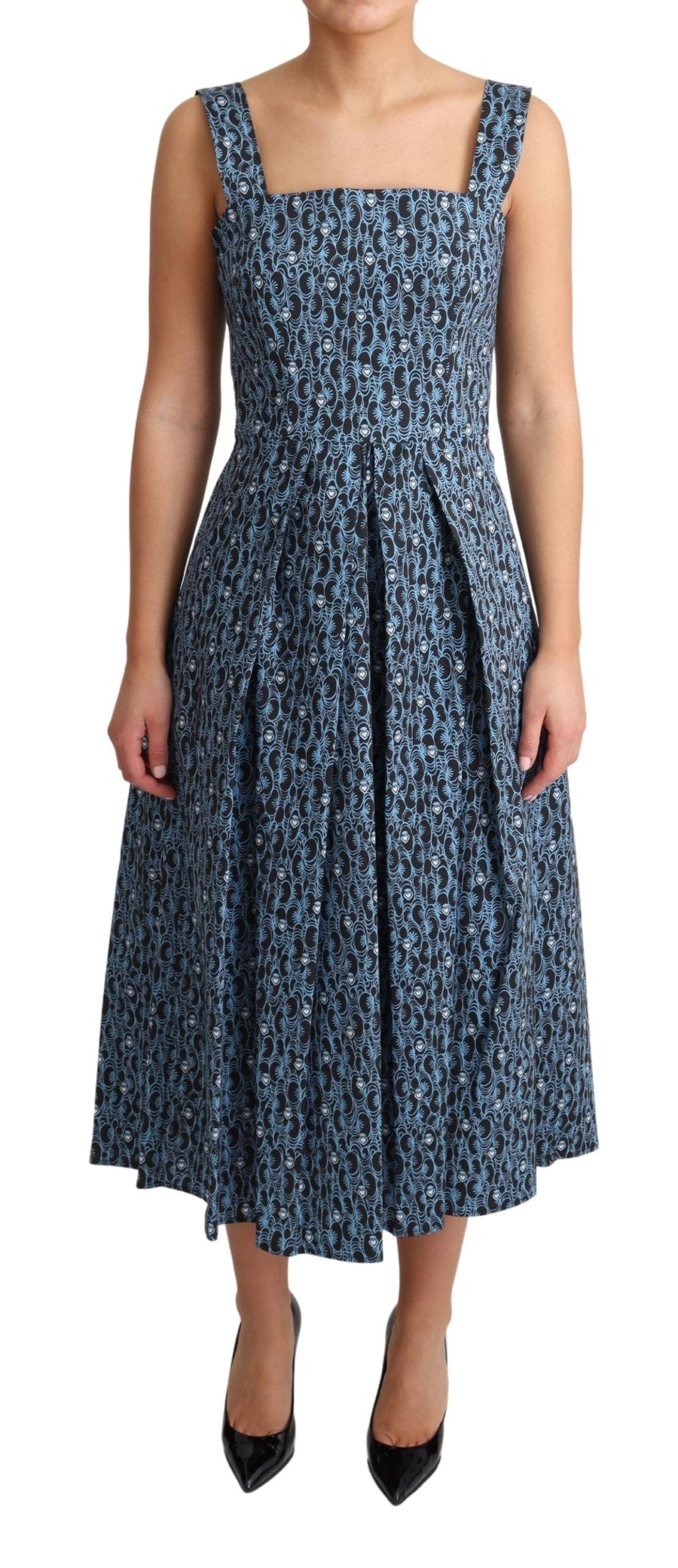 Rochie elegantă fără mâneci Dolce &amp; Gabbana, cu imprimeu inimă, albastră