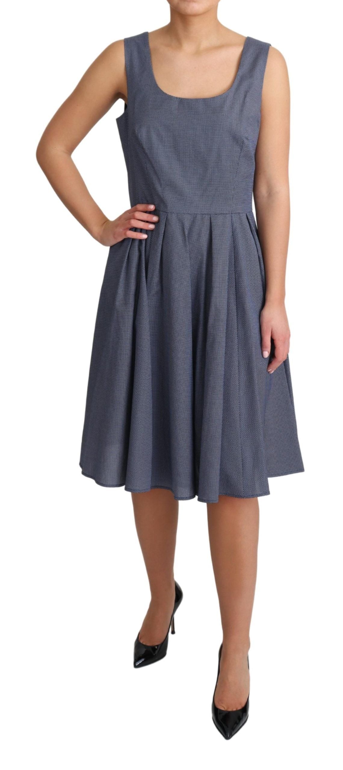 Rochie Dolce &amp; Gabbana Chic albastră cu buline, fără mâneci, în formă de A