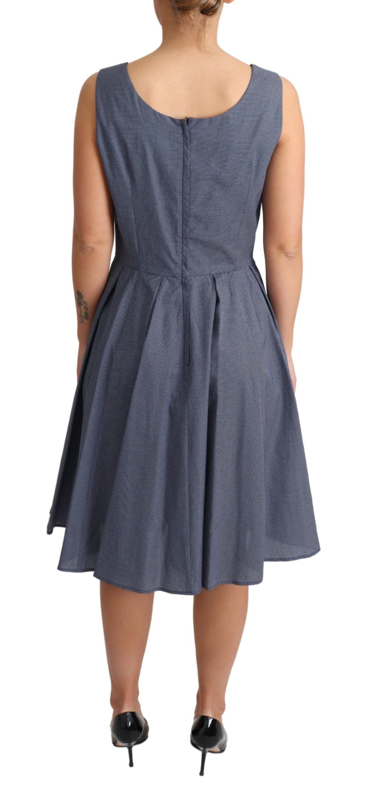 Dolce &amp; Gabbana Schickes, blaues, ärmelloses A-Linien-Kleid mit Punkten