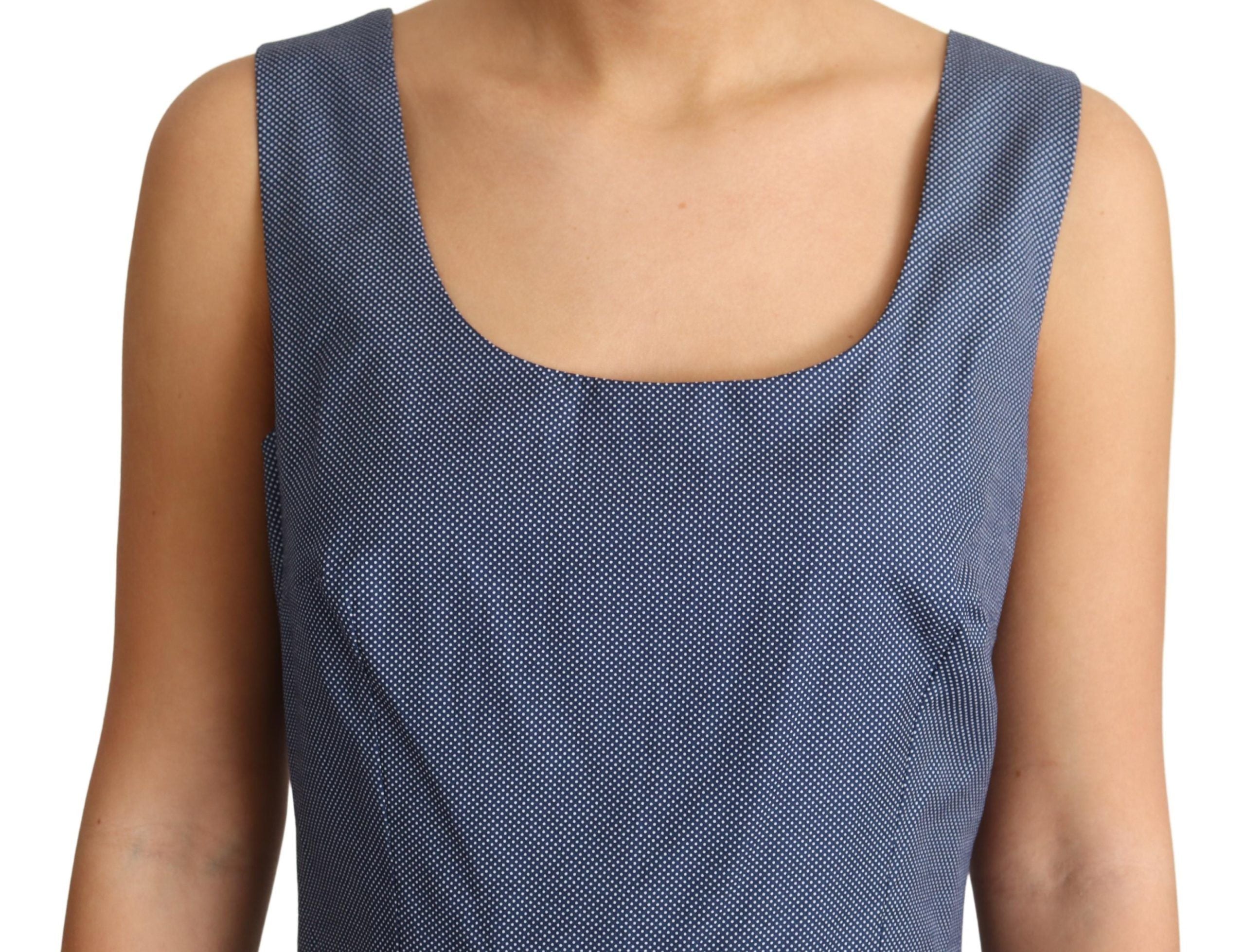 Dolce &amp; Gabbana Schickes, blaues, ärmelloses A-Linien-Kleid mit Punkten