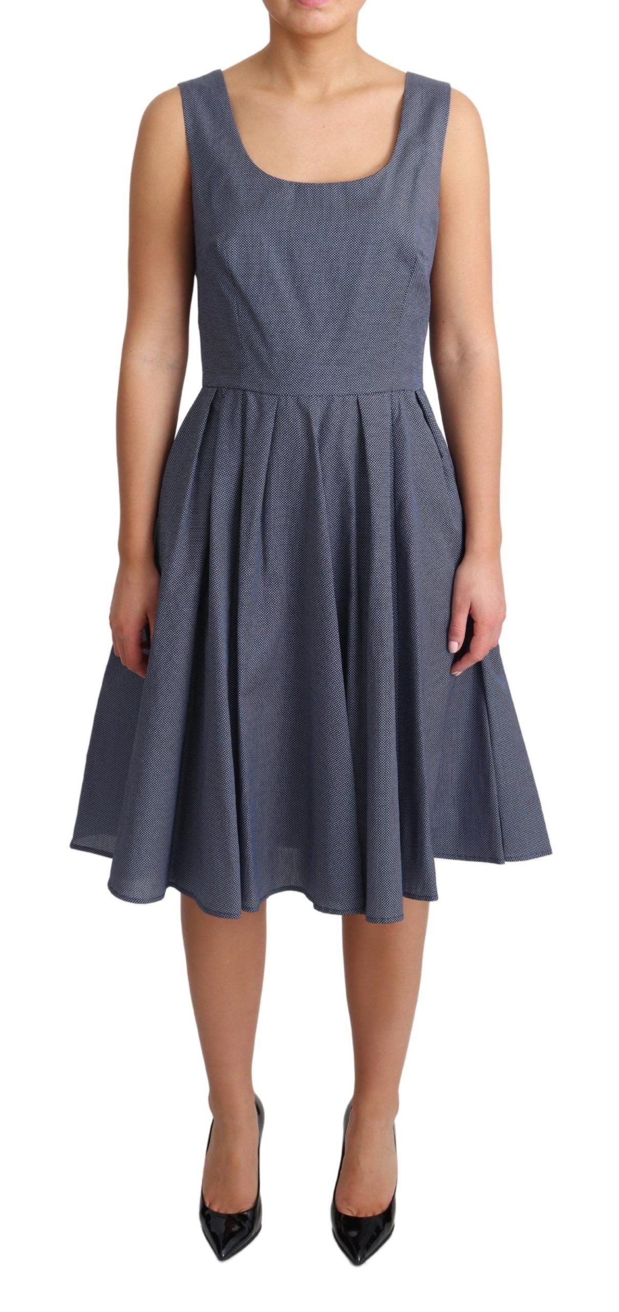 Rochie Dolce &amp; Gabbana Chic albastră cu buline, fără mâneci, în formă de A
