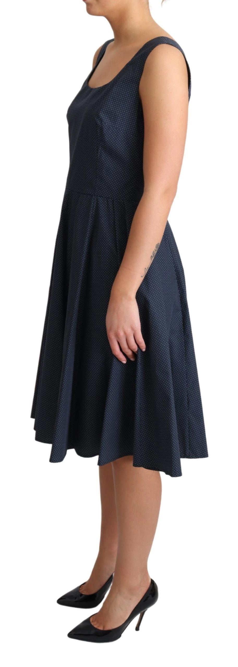 Dolce &amp; Gabbana Elegantes gepunktetes blaues A-Linien-Kleid