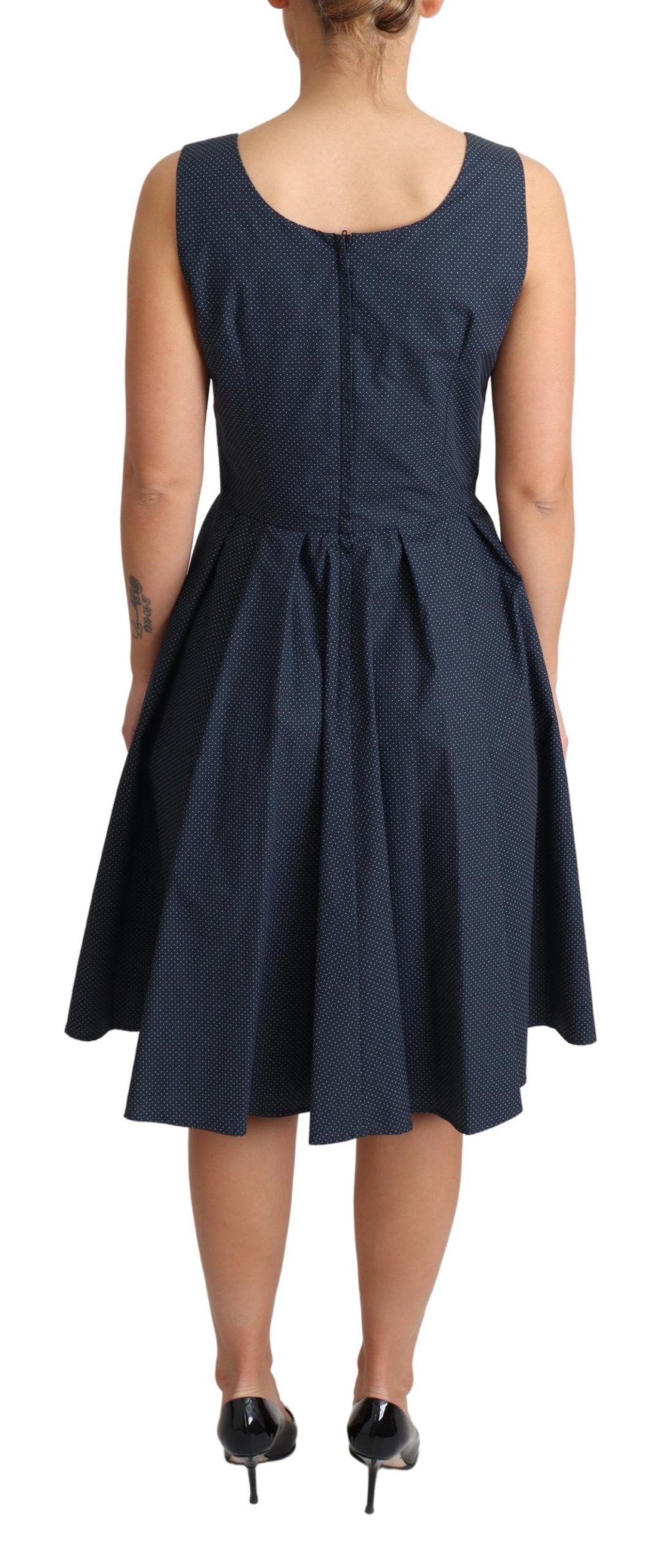 Dolce &amp; Gabbana Elegantes gepunktetes blaues A-Linien-Kleid