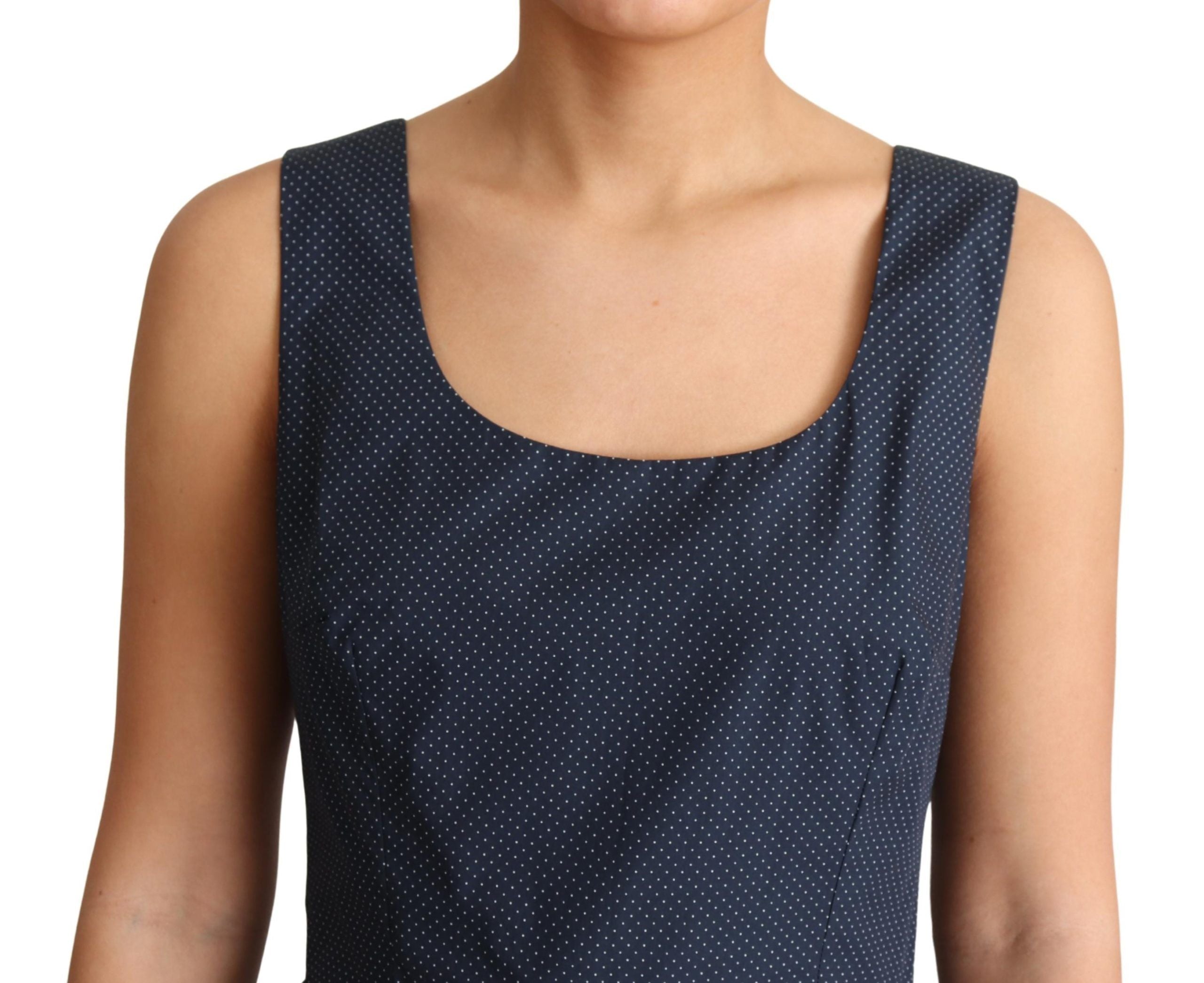 Dolce &amp; Gabbana Elegantes gepunktetes blaues A-Linien-Kleid