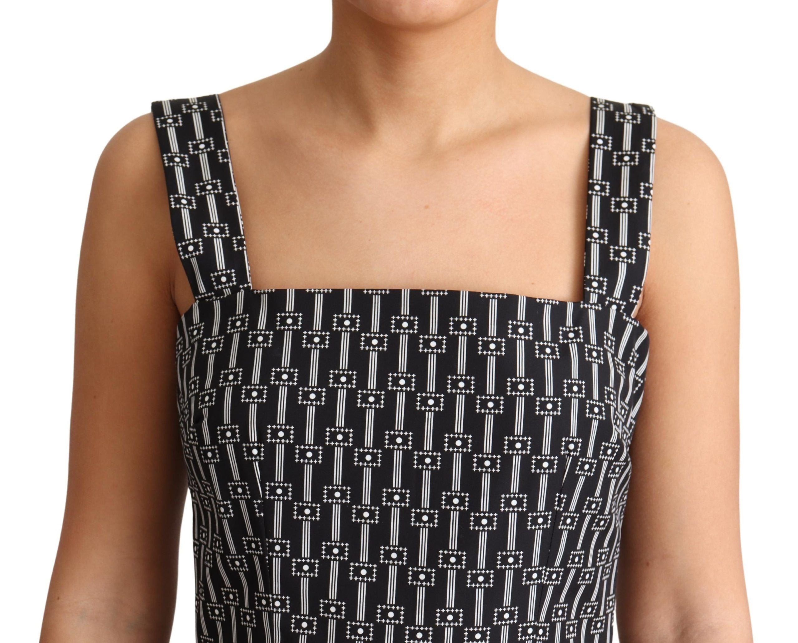 Rochie elegantă fără mâneci, cu model geometric, în linie A, Dolce &amp; Gabbana