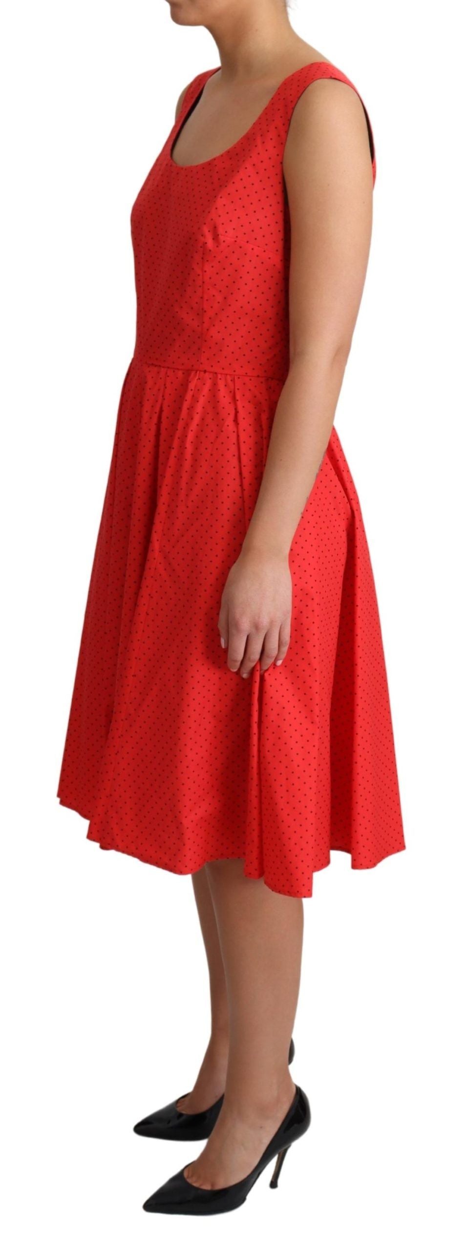 Dolce &amp; Gabbana Elegantes, gepunktetes ärmelloses A-Linien-Kleid