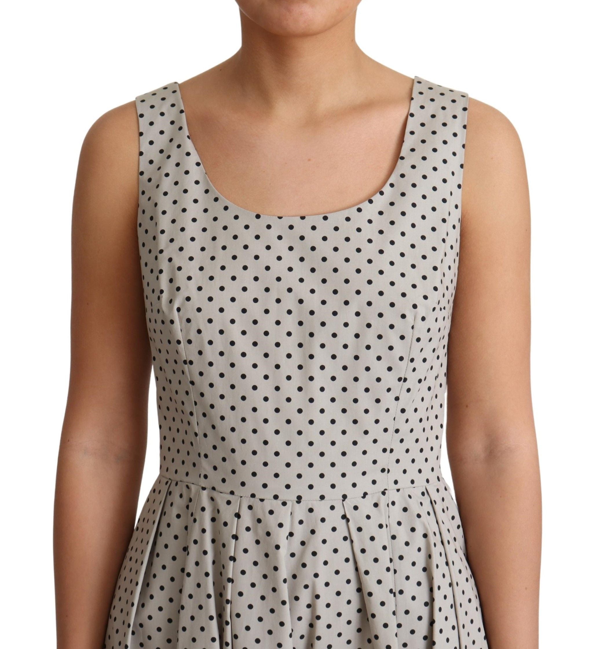 Dolce &amp; Gabbana Beiges ärmelloses A-Linien-Kleid mit Polka-Punkten