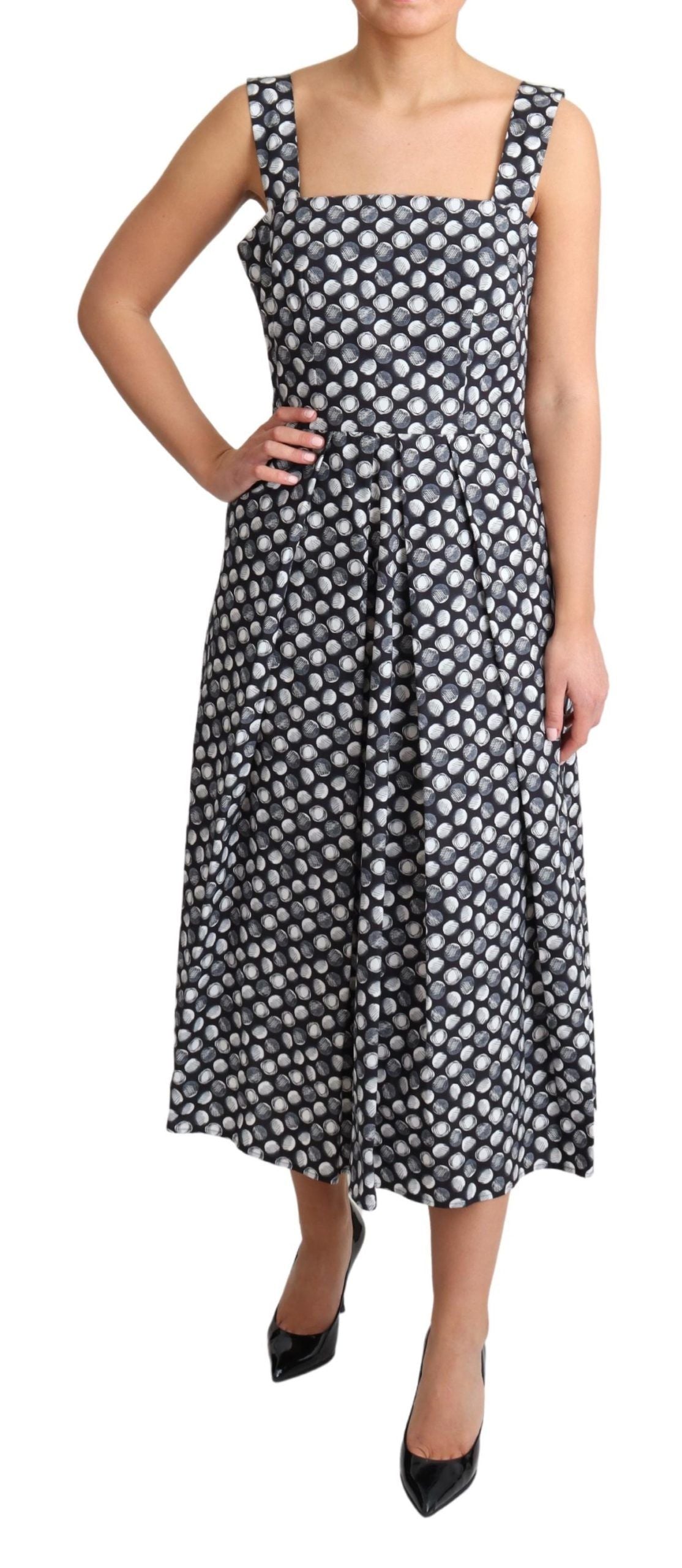 Rochie elegantă midi cu imprimeu geometric, fără mâneci, Dolce &amp; Gabbana