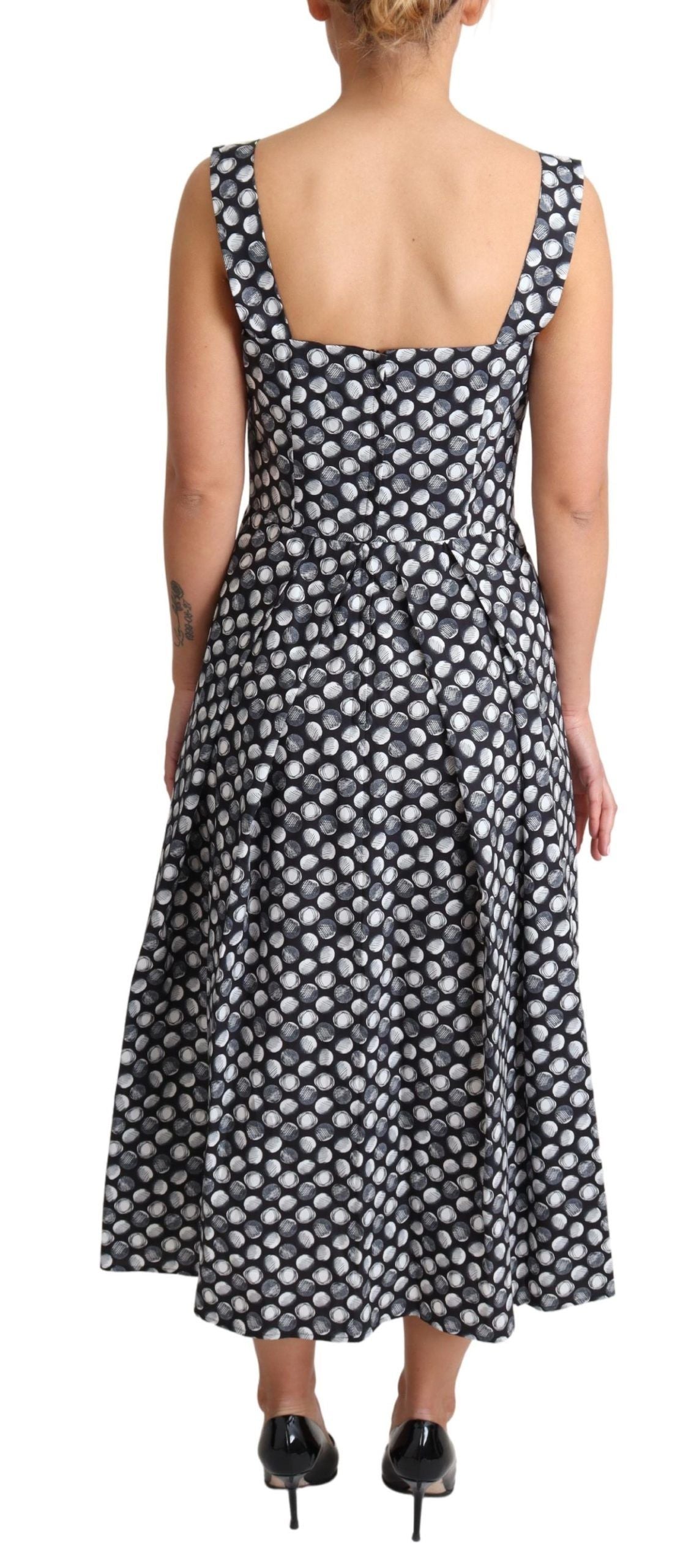 Rochie elegantă midi cu imprimeu geometric, fără mâneci, Dolce &amp; Gabbana