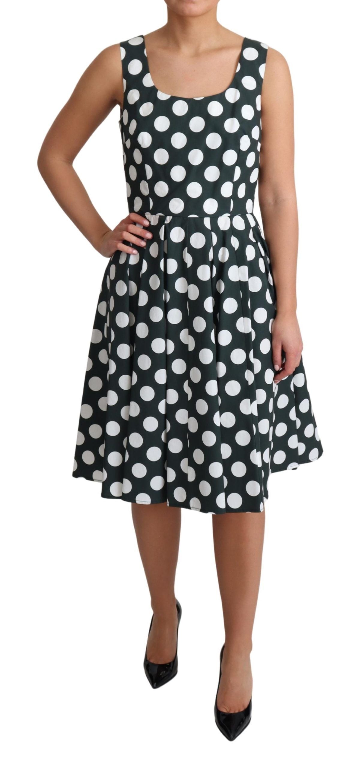 Rochie Dolce &amp; Gabbana Chic Polka Dot fără mâneci, cu imprimeu în A
